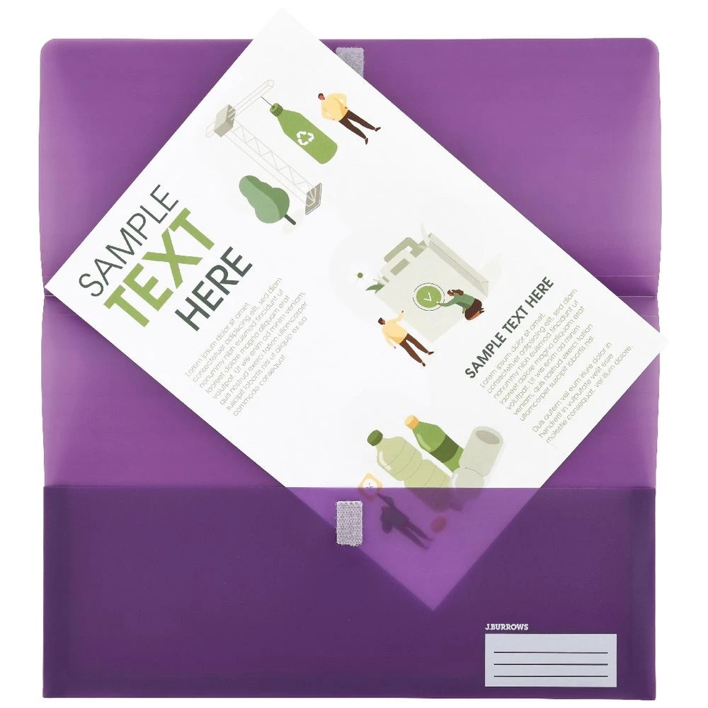 3 J.Burrows Foolscap Document Wallet Purple, 3 of 3