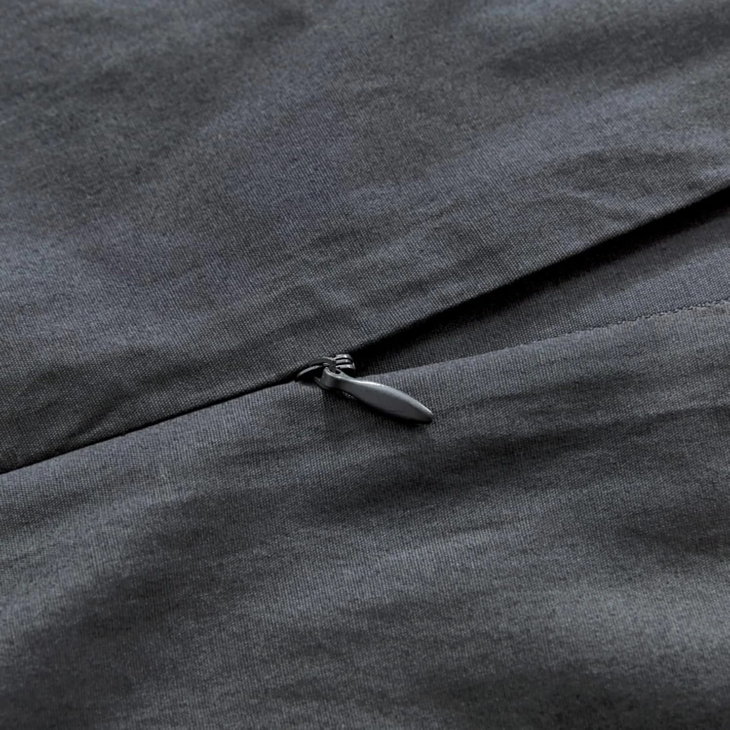 4 Gioia Casa Vintage Washed Cotton Quilt Cover Set Soft Breathable - Single Bed - Charcoal, 4 of 4