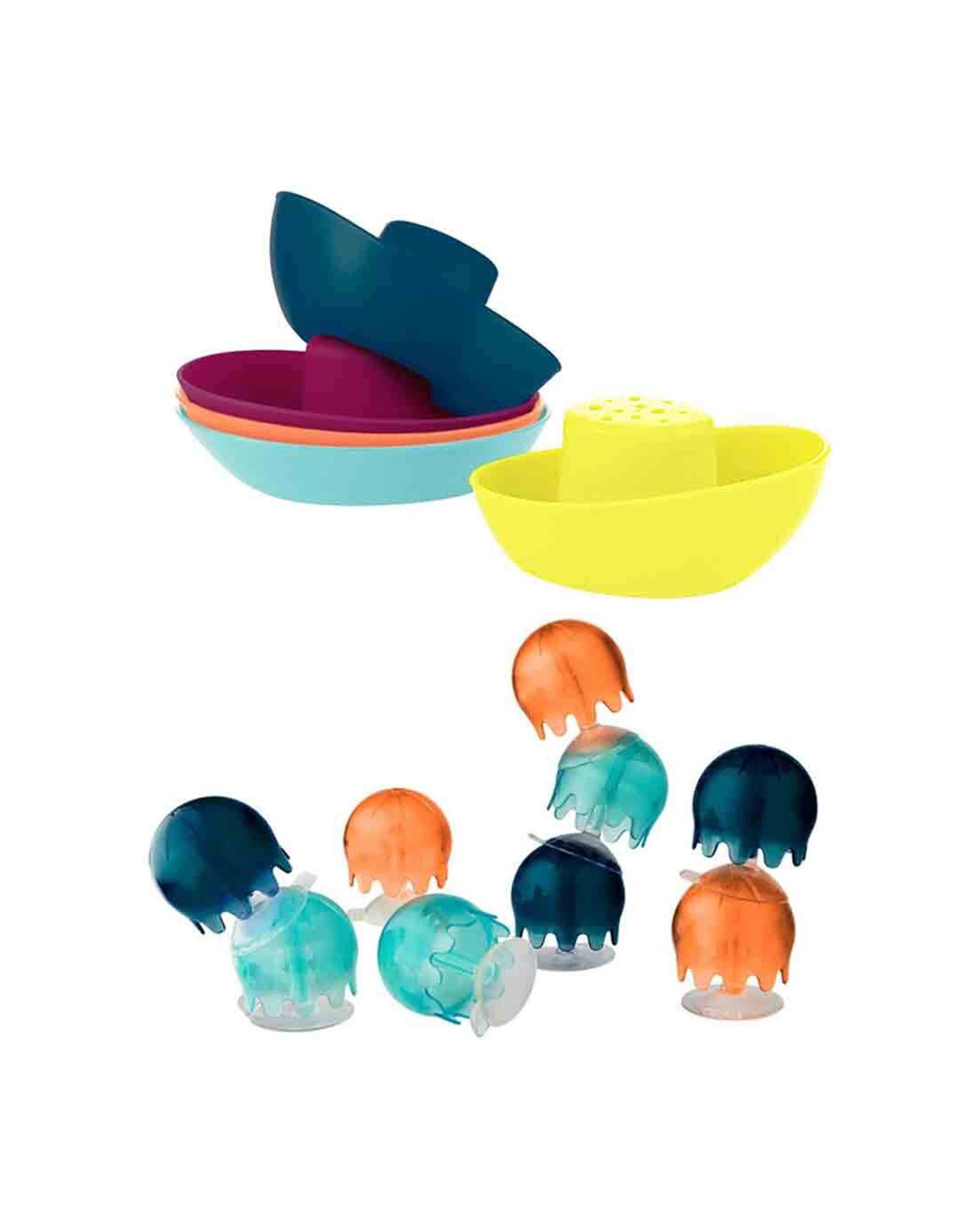 1 Boon 5pc Fleet Stacking Boats Cup Set w/ Jellies Suction Cup Bath Toy - Multi, 1 of 8