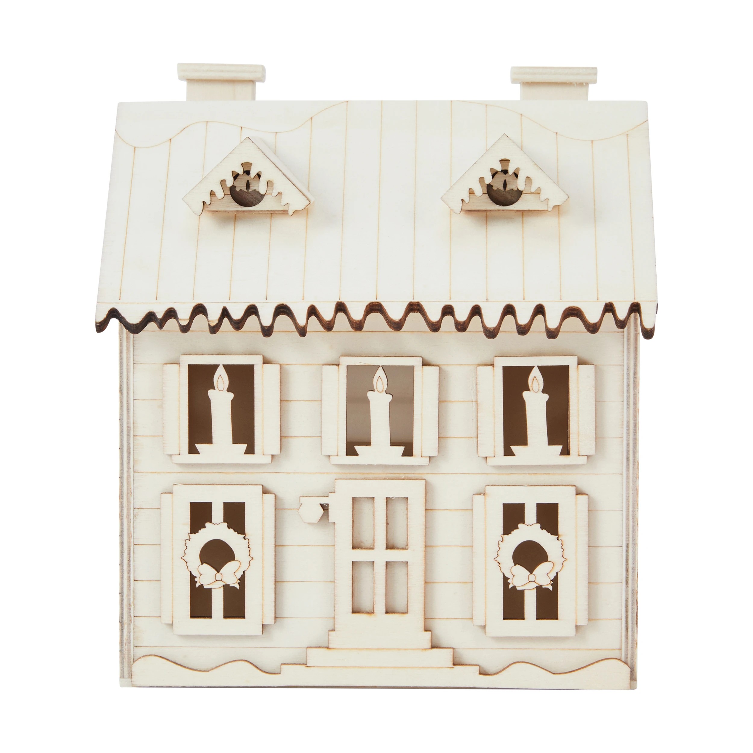 1 Craft Wood Blank LED Light Up Christmas House, 1 of 6