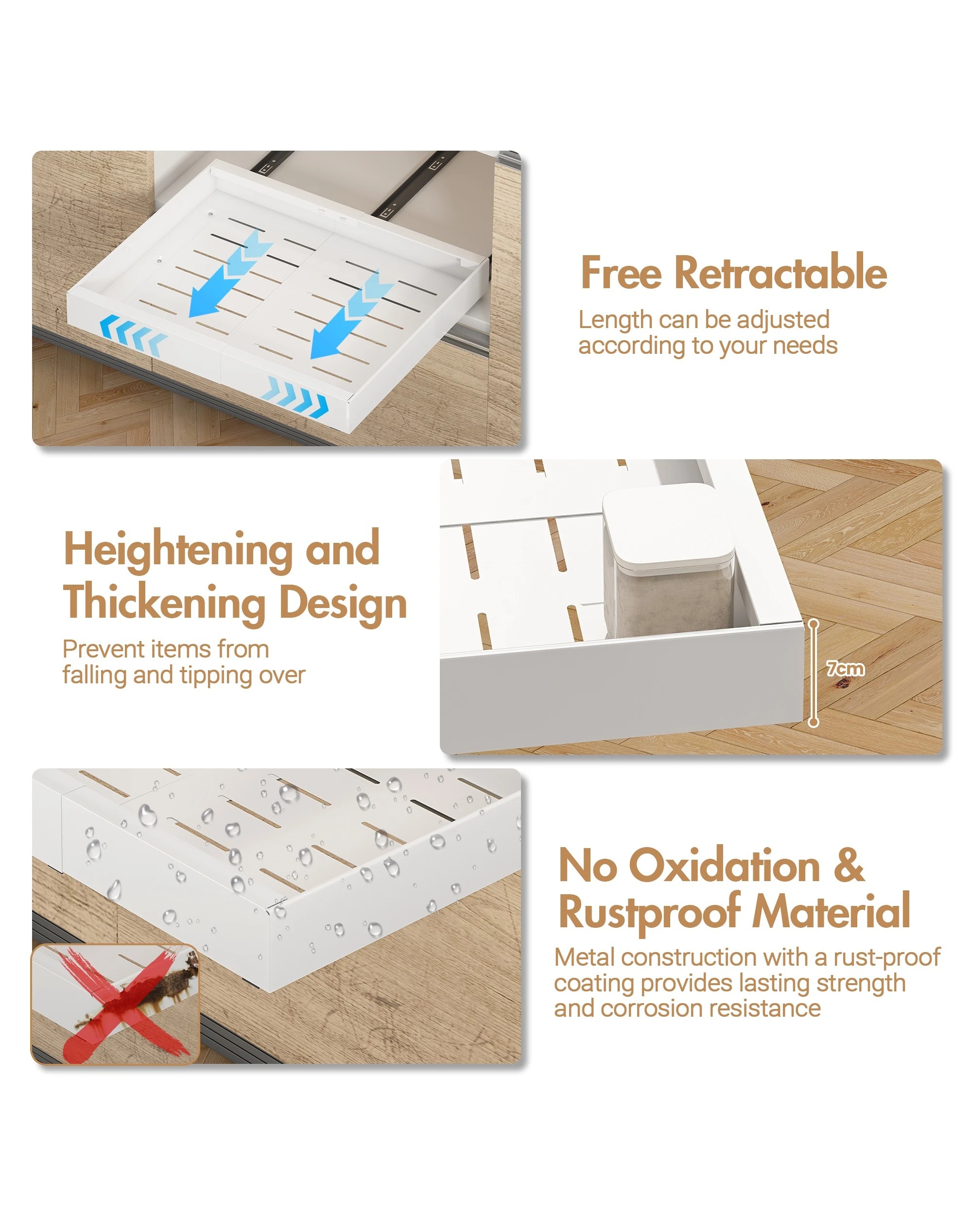 10 Advwin Extendable Cabinet Organizer With Pull Out 3 Slide Rails
 - White, 10 of 10