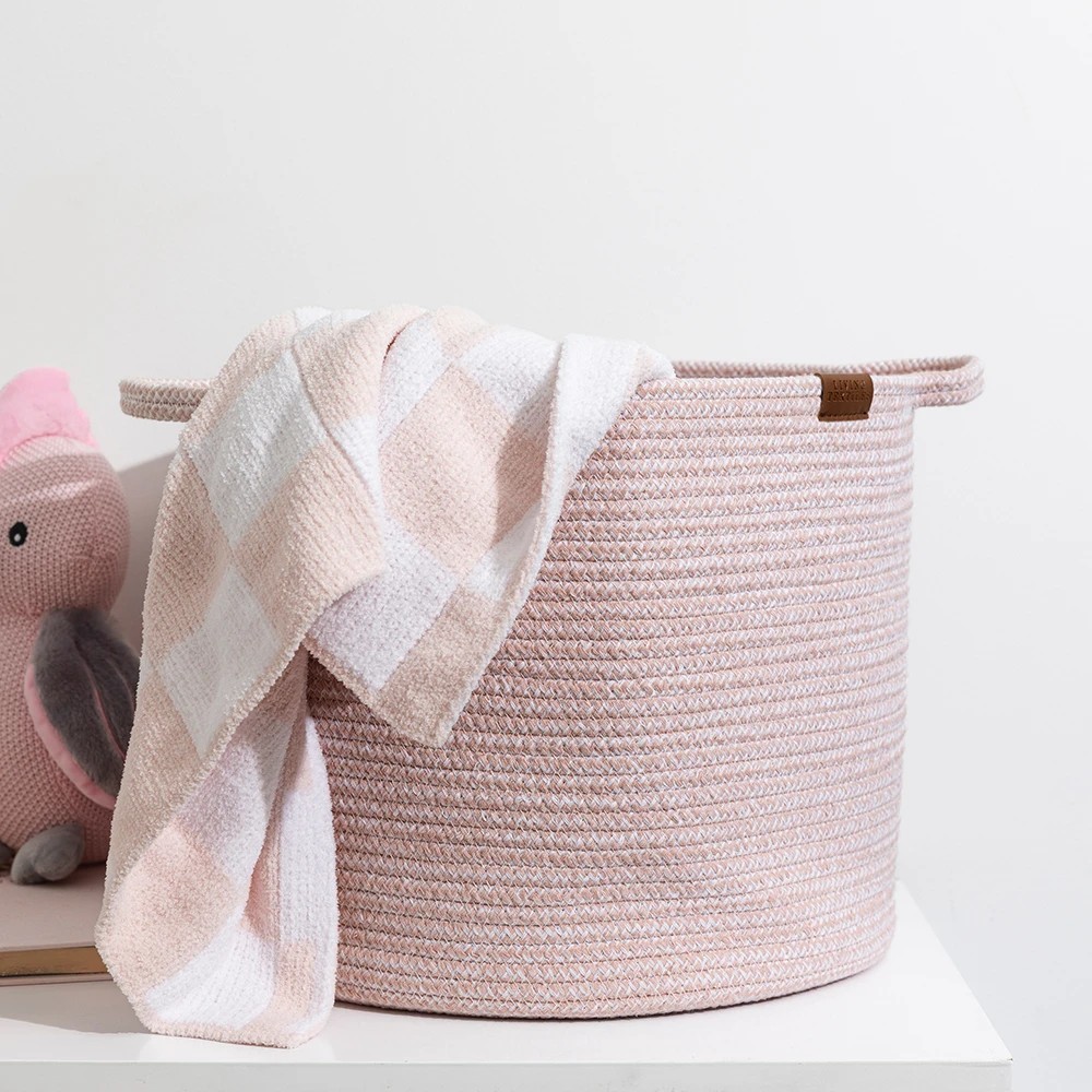 2 Living Textiles Pink Cotton Rope Storage Hamper, 2 of 4