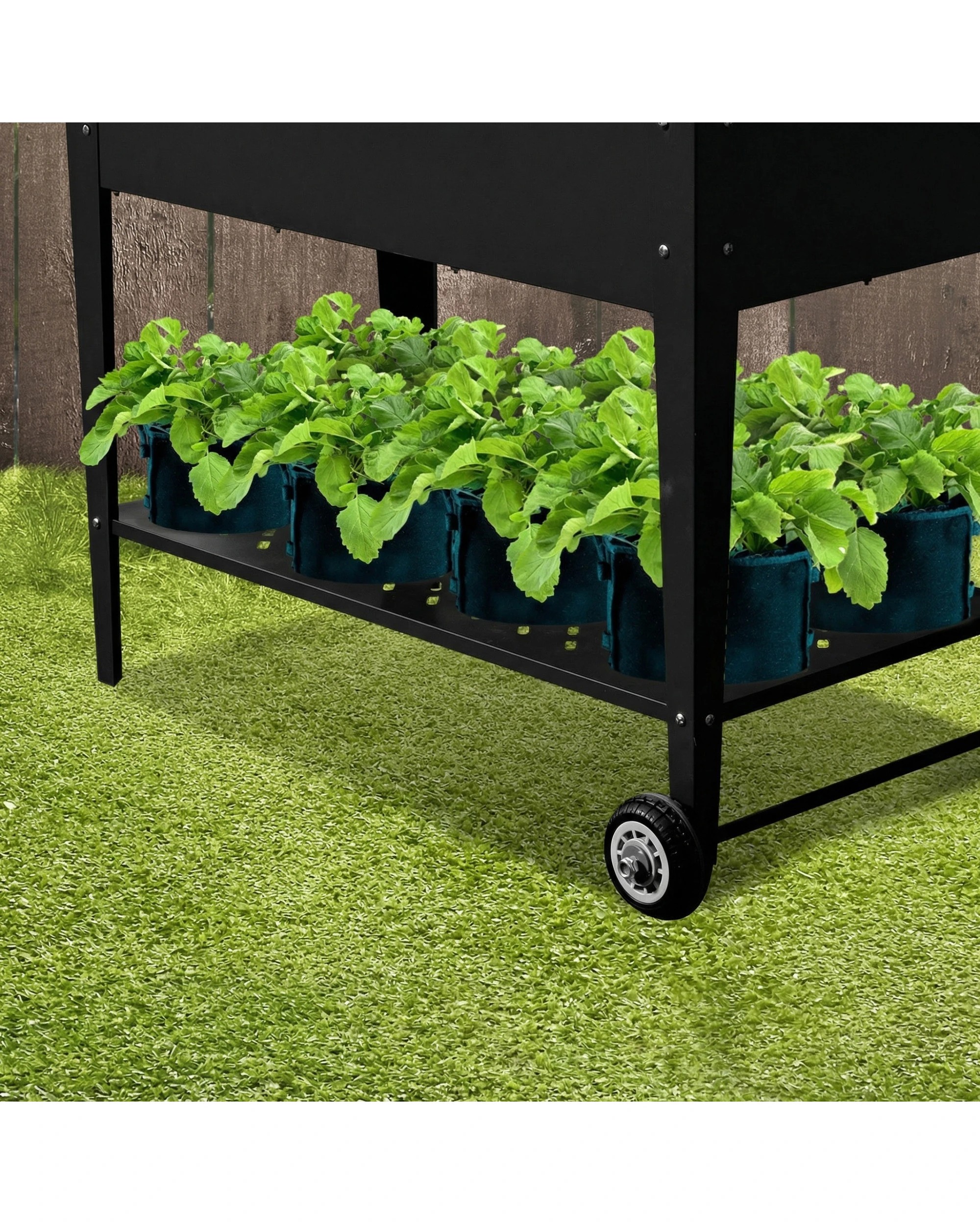 7 Wallaroo Garden Bed Cart Raised Planter Box Wheels Steel Storage Plants Shelf - Black, 7 of 10