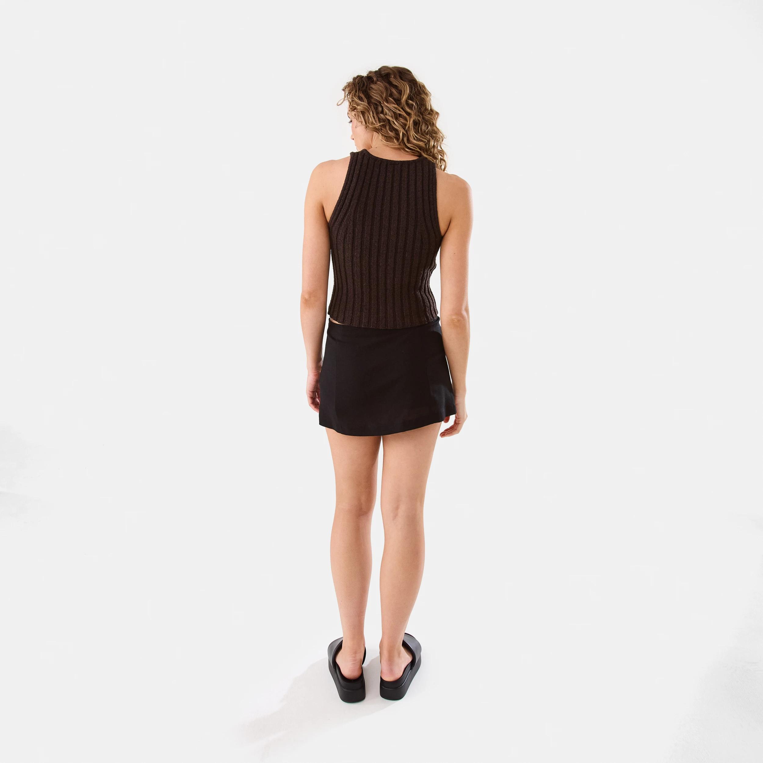 6 Linen Blend Mini Skort BLACK, 6 of 10