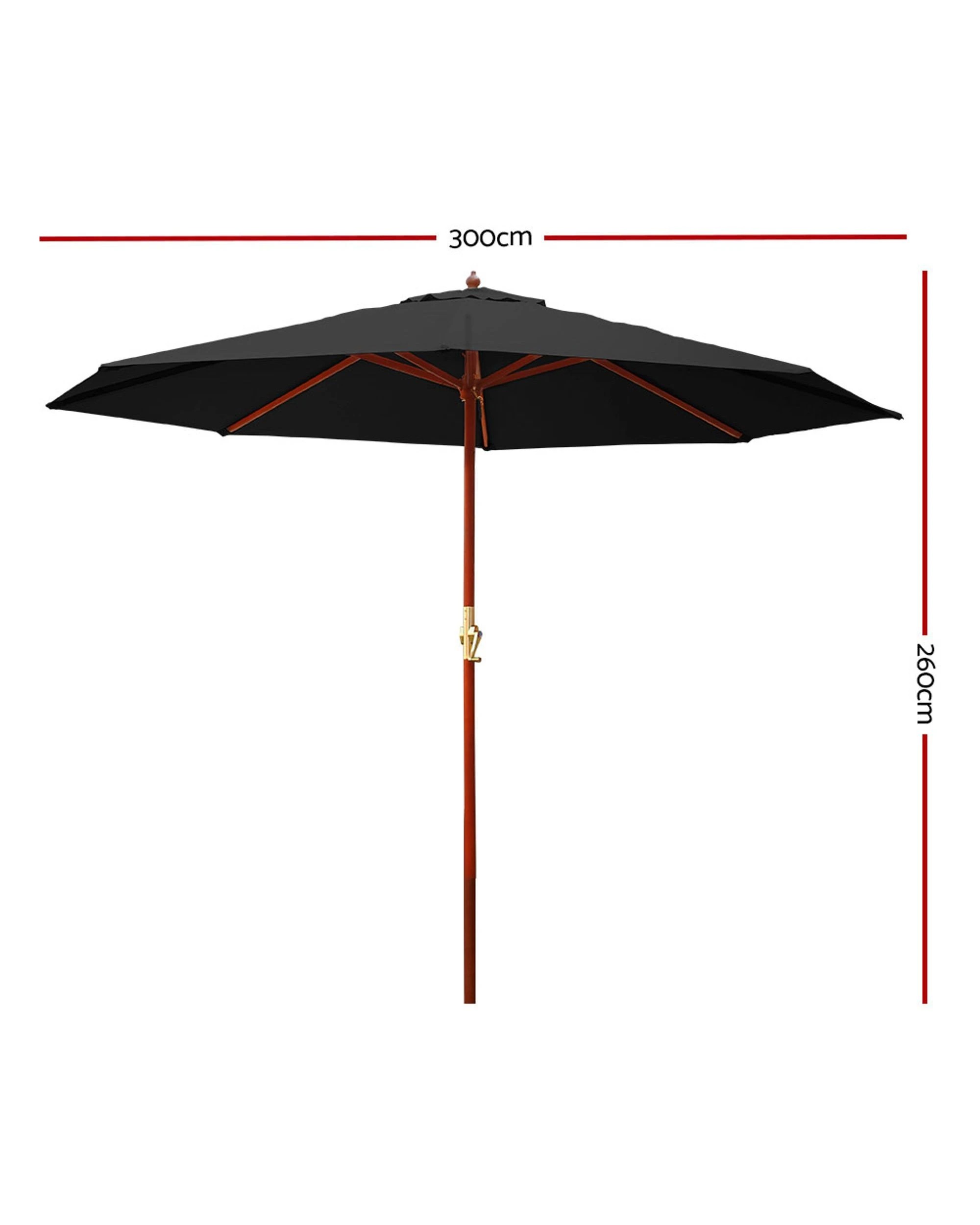 2 Instahut 3m Outdoor Umbrella Pole Umbrellas Beach Garden Sun Stand Patio - Black, 2 of 8