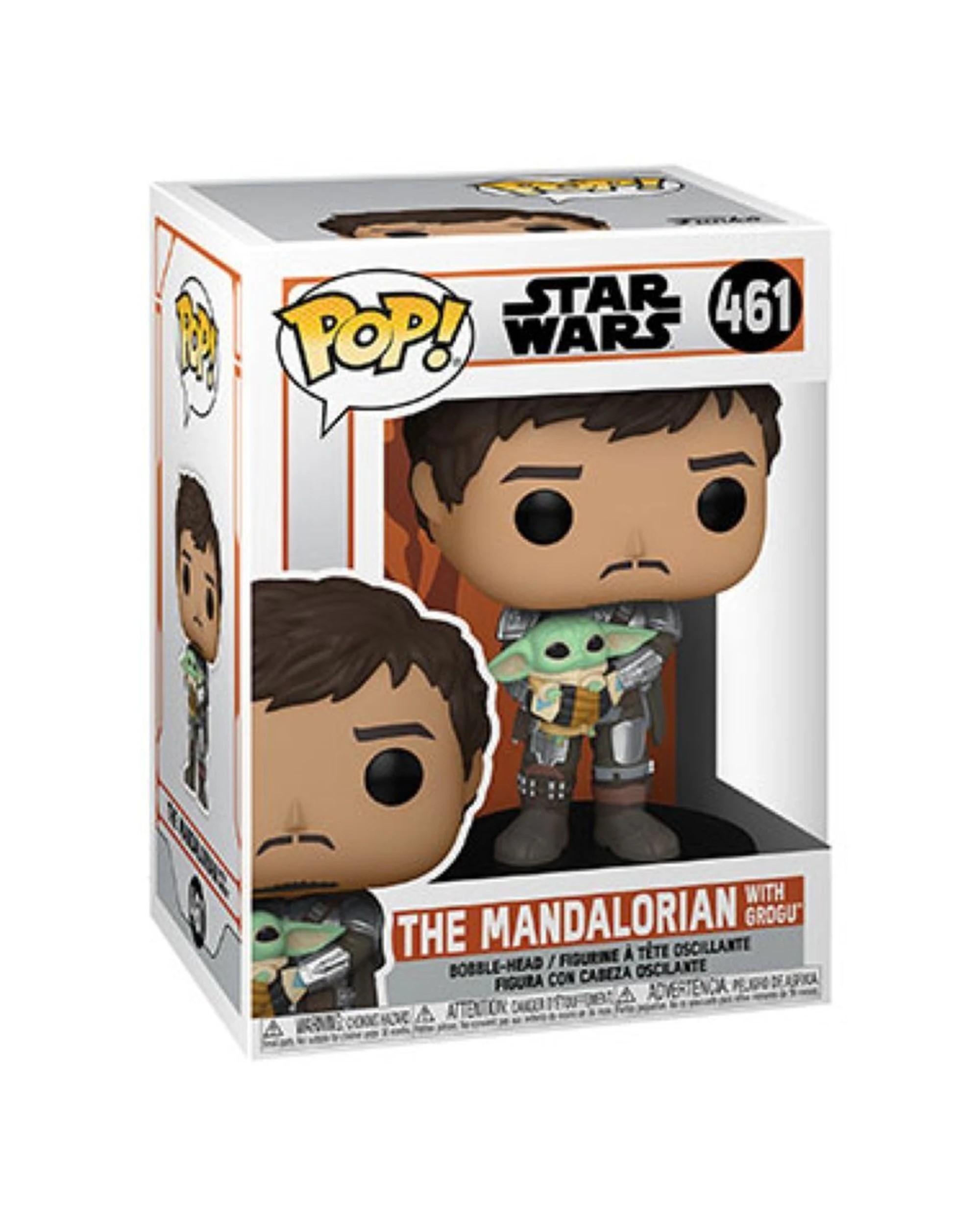2 Pop Vinyl Figurine Star Wars The Mandalorian Mandalorian With Grogu 10cm Figure - Multi, 2 of 3