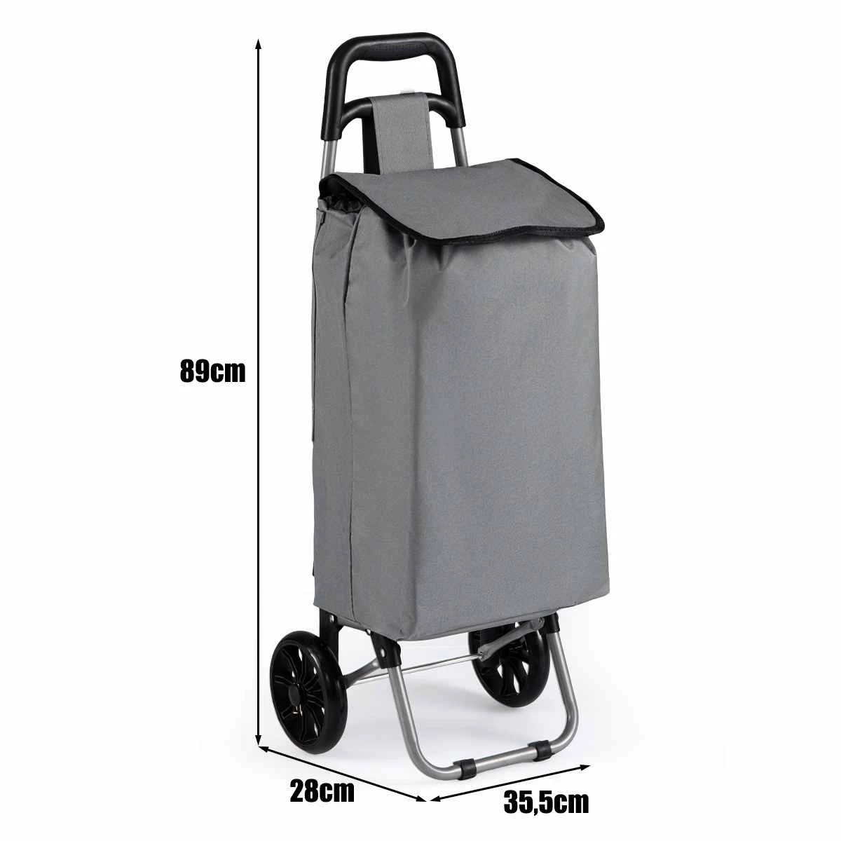 2 Costway Folding Shopping Cart Grocery Market Trolley Portable Storage Bag - Grey, 2 of 2