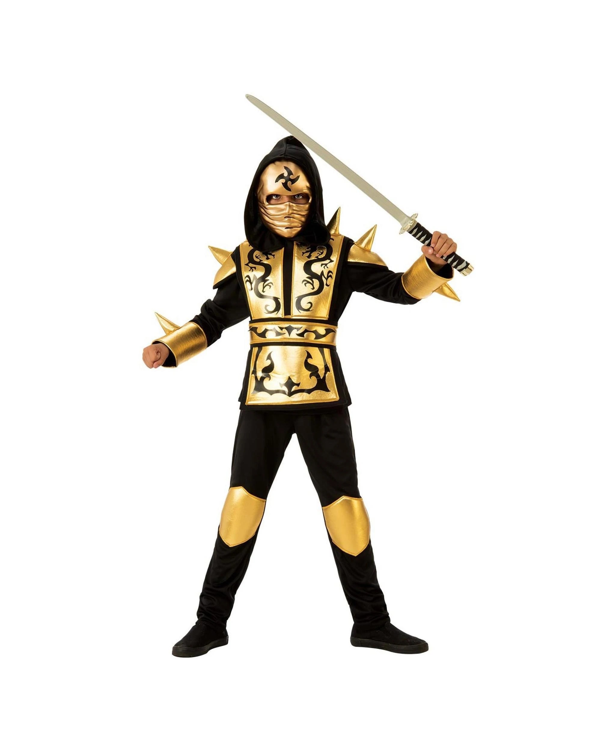 1 Gold Ninja Child Costume Size 5-7 Years, 1 of 4