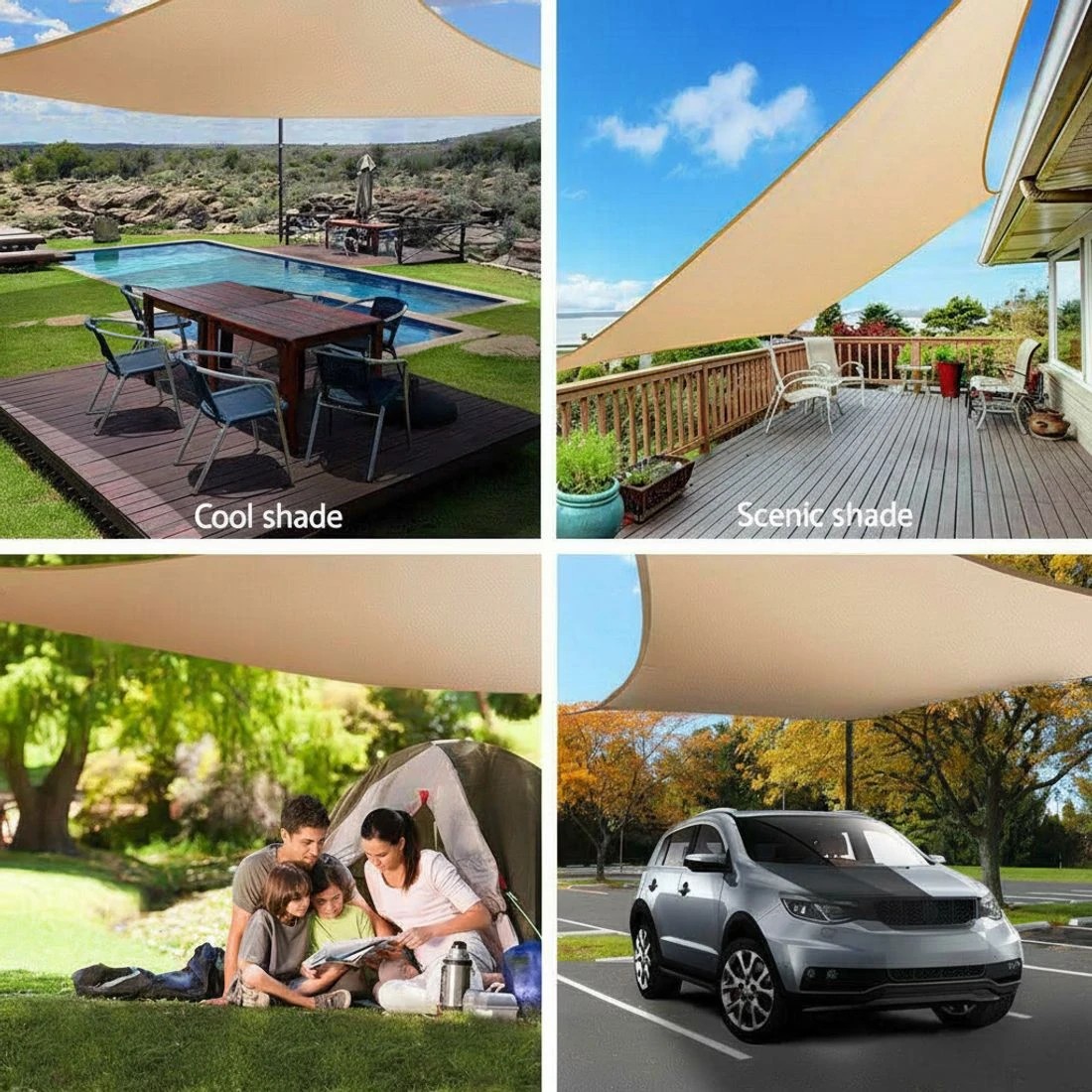 2 Instahut Shade Sail 6x8m Rectangle 185GSM 95% Sand Shade - Beige, 2 of 4