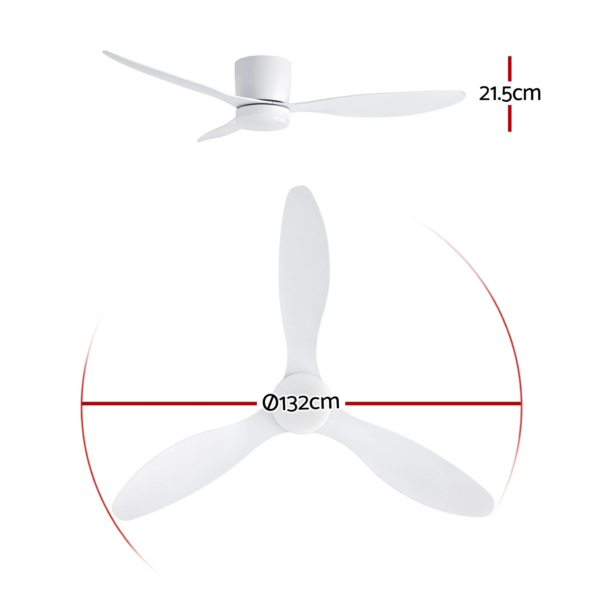 2 Devanti 52'' Ceiling Fan 3 Blades DC Motor w/Light w/Remote - White, 2 of 8