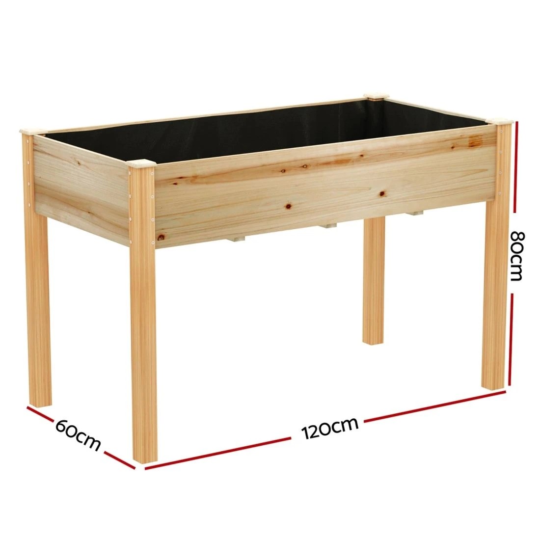 2 Green Fingers Garden Bed Elevated 120x60x80cm Wooden Planter Box Raised Container - Natural, 2 of 6