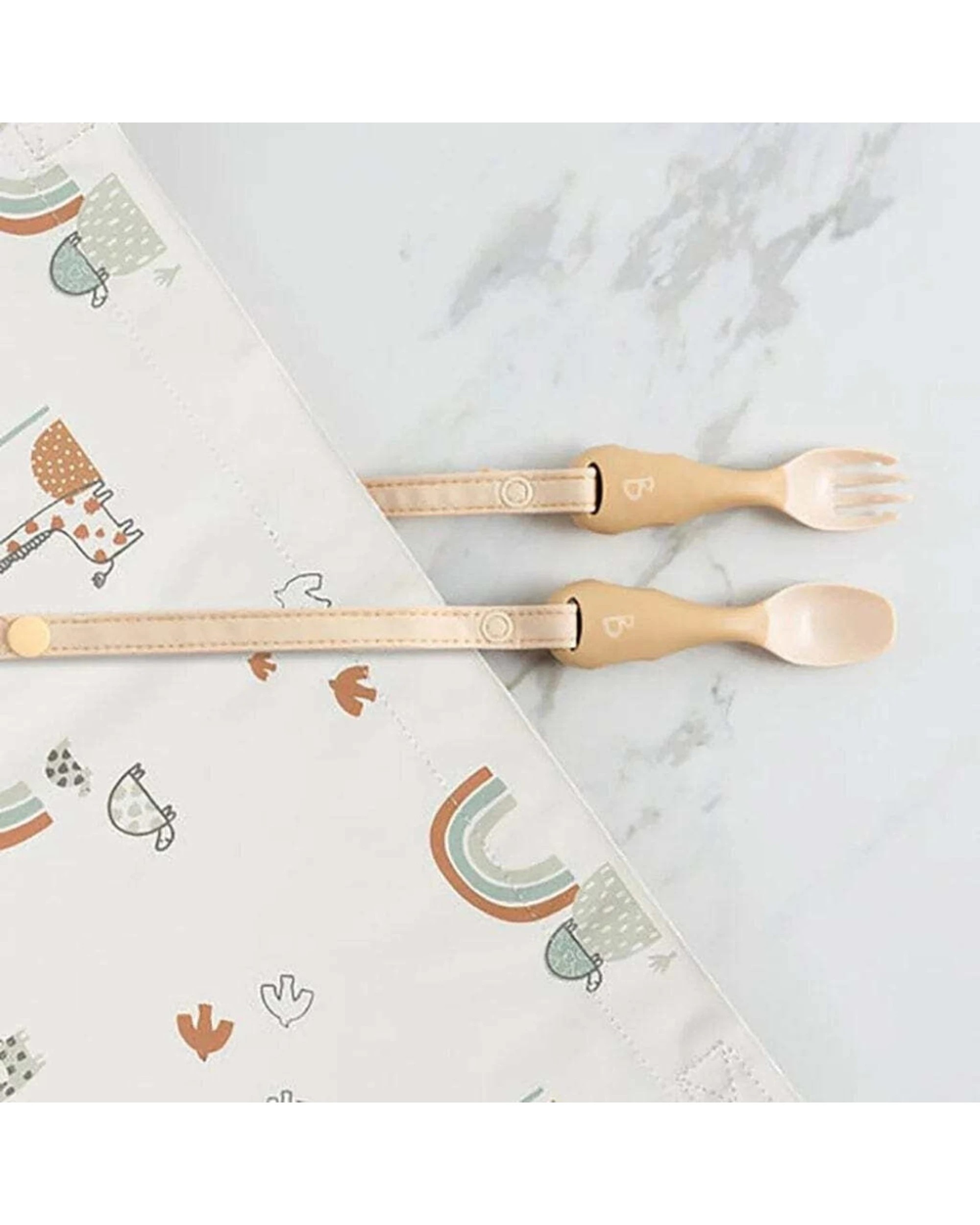 2 Bibado Attachable Weaning Baby Cutlery Easy Grip No Drop System Fawn - Yellow, 2 of 2