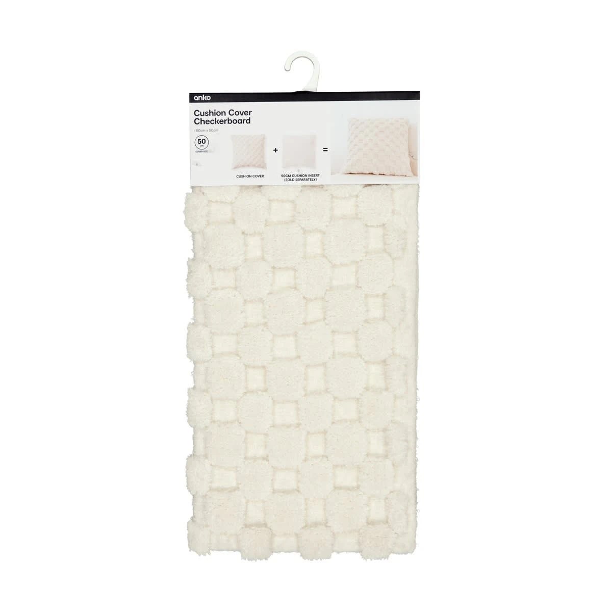 8 50cm Checkerboard Cushion Cover - White, 8 of 9