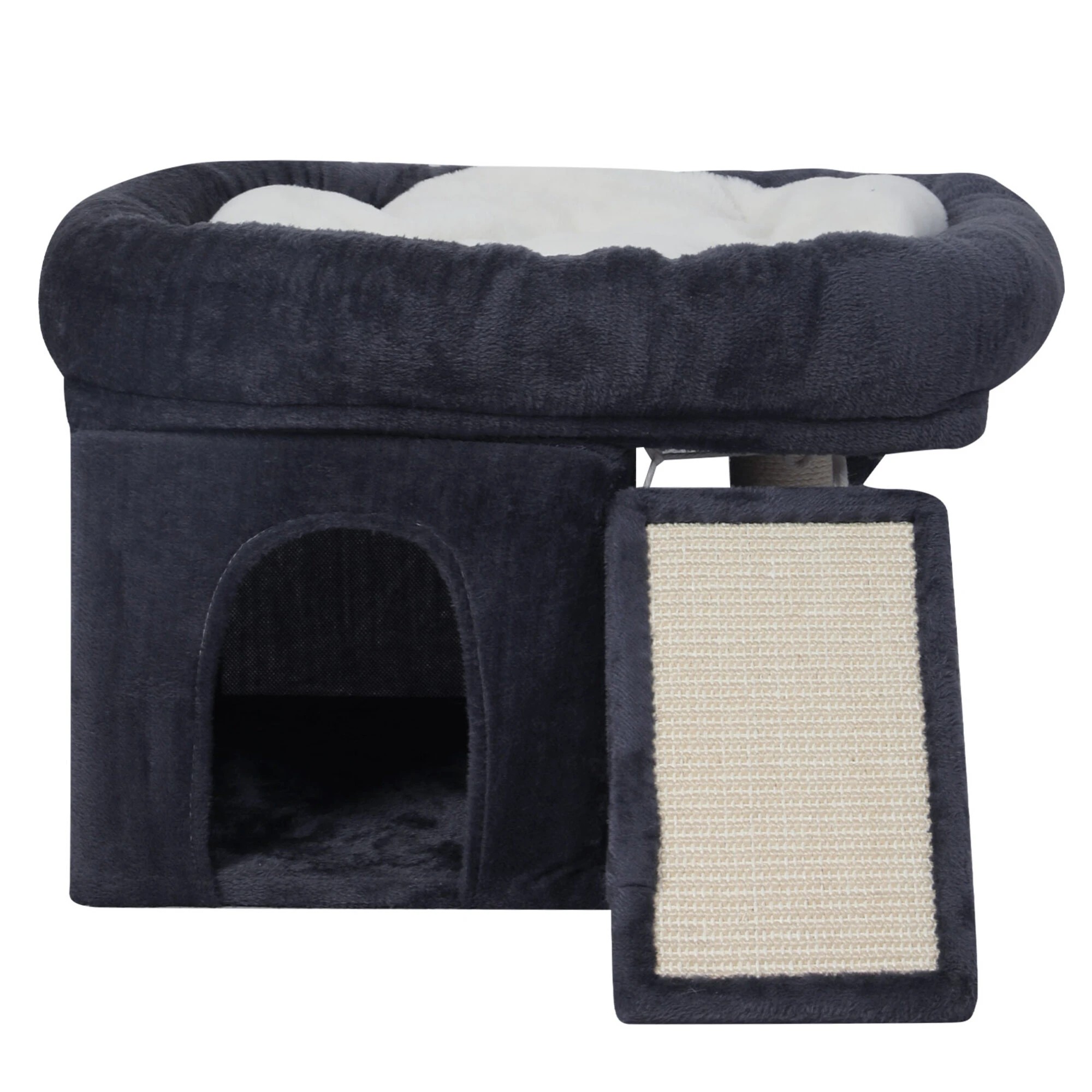 2 PaWz Cat Tree Tower, Plush Perch, Scratching Board, Toy Ball, Indoor Cats - Blue, 2 of 9