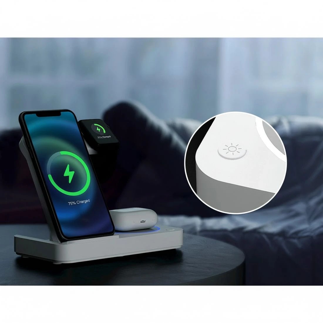 5 Devanti 4-in-1 Wireless Charger Station Fast Charging for Phone - White, 5 of 7