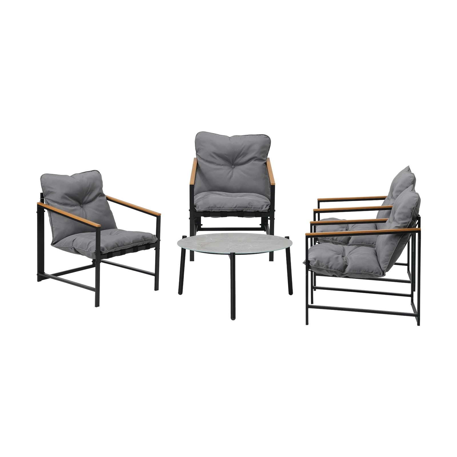 4 Livsip 5pc Outdoor Patio Furniture Set Bistro Sets 70cm Round Marble Table
 - Multi, 4 of 10