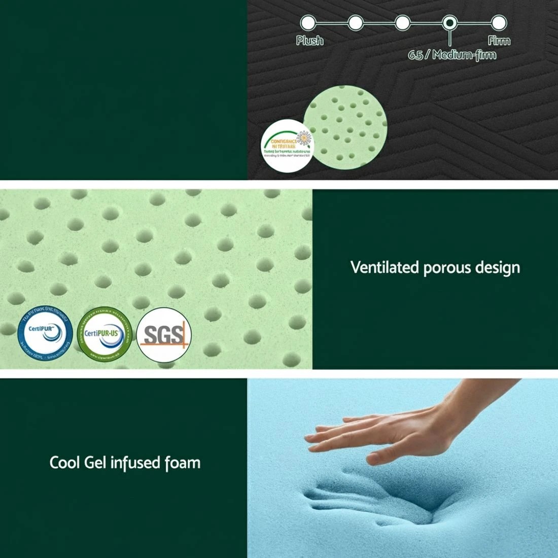 7 Giselle 18cm Memory Foam Mattress Green Tea Foam Cool Gel Foam Mattresses - King Bed - Black, 7 of 10