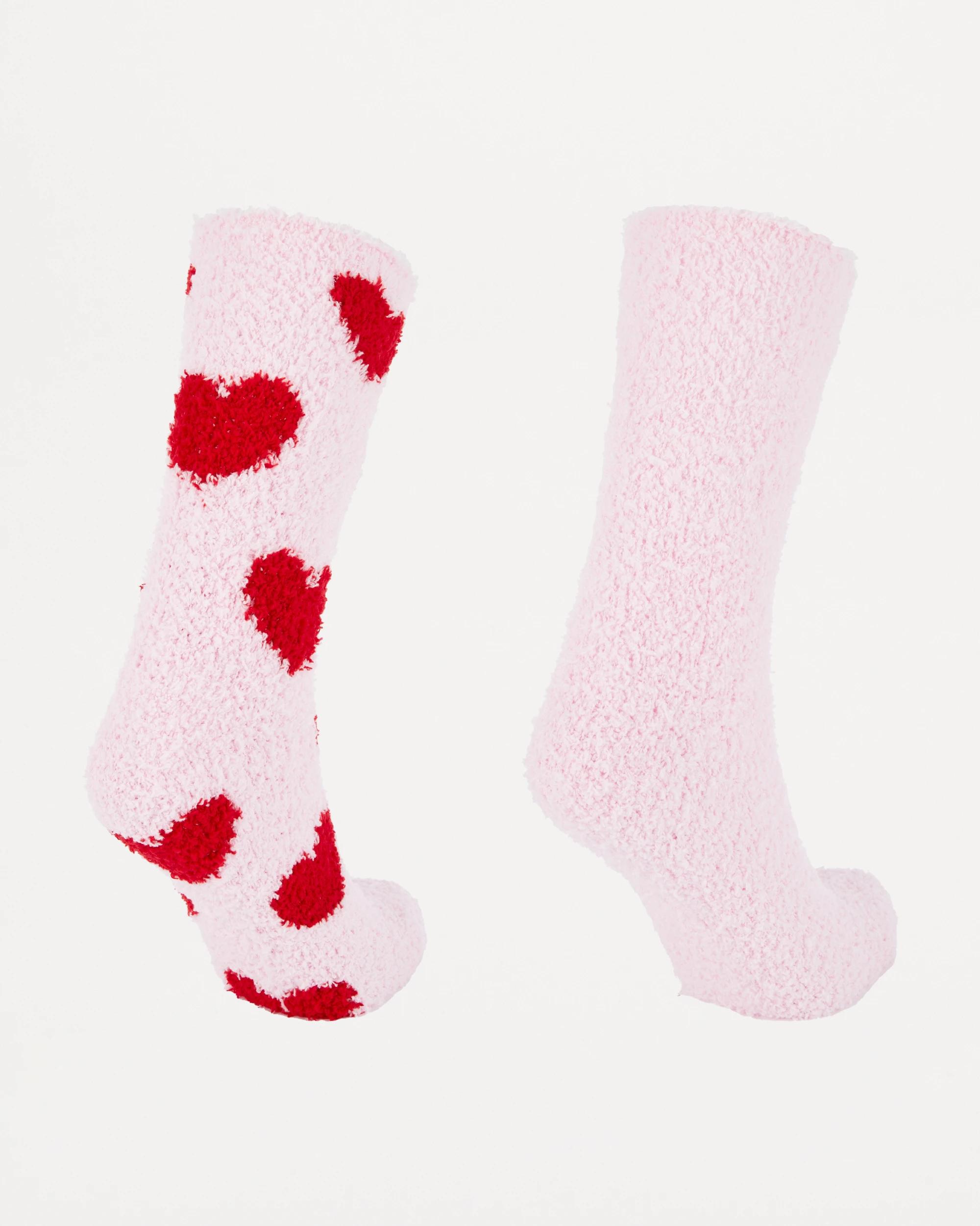 2 2 Pack Plush Home Socks Hearts, 2 of 3