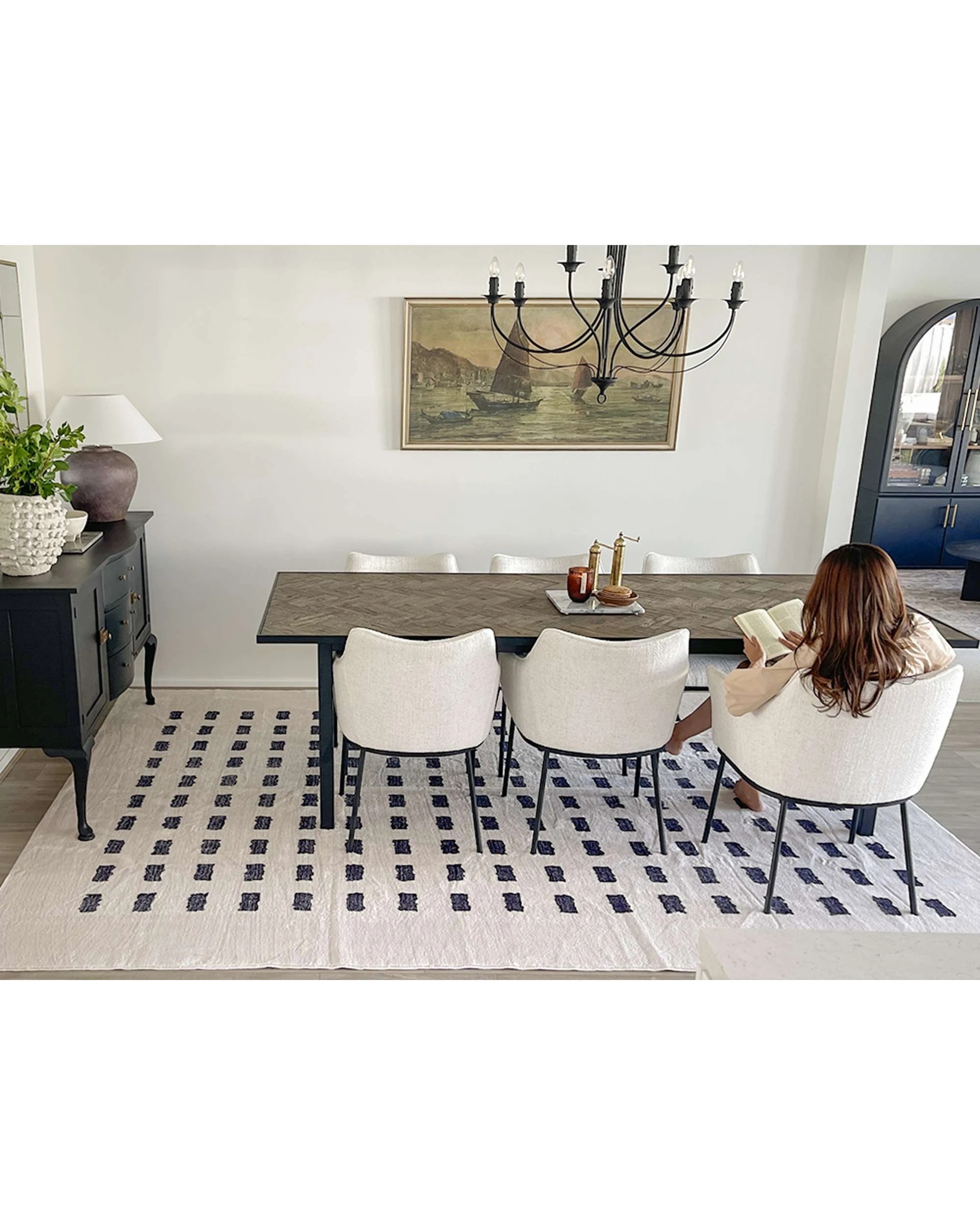 7 Loopsie Taber Rectangles Washable Rug-290cm x 200cm - White, 7 of 7