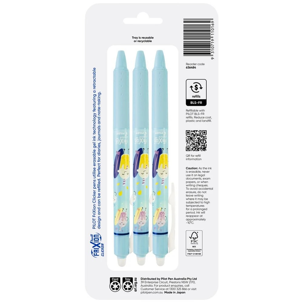 2 PILOT FriXionClicker PoolParty Erasable Gel Pen 0.7 Blue 3Pk, 2 of 7