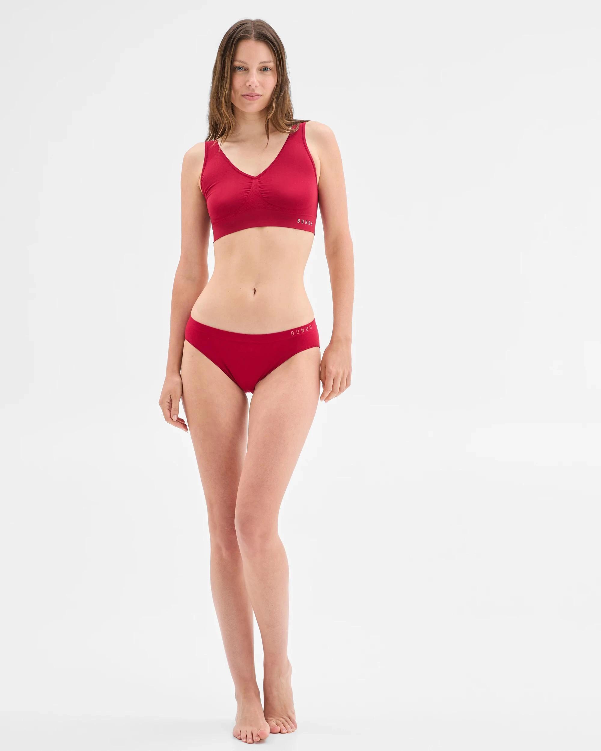 3 Bonds Womens Seamless Bikini Briefs CHERRY WINE, 3 of 4