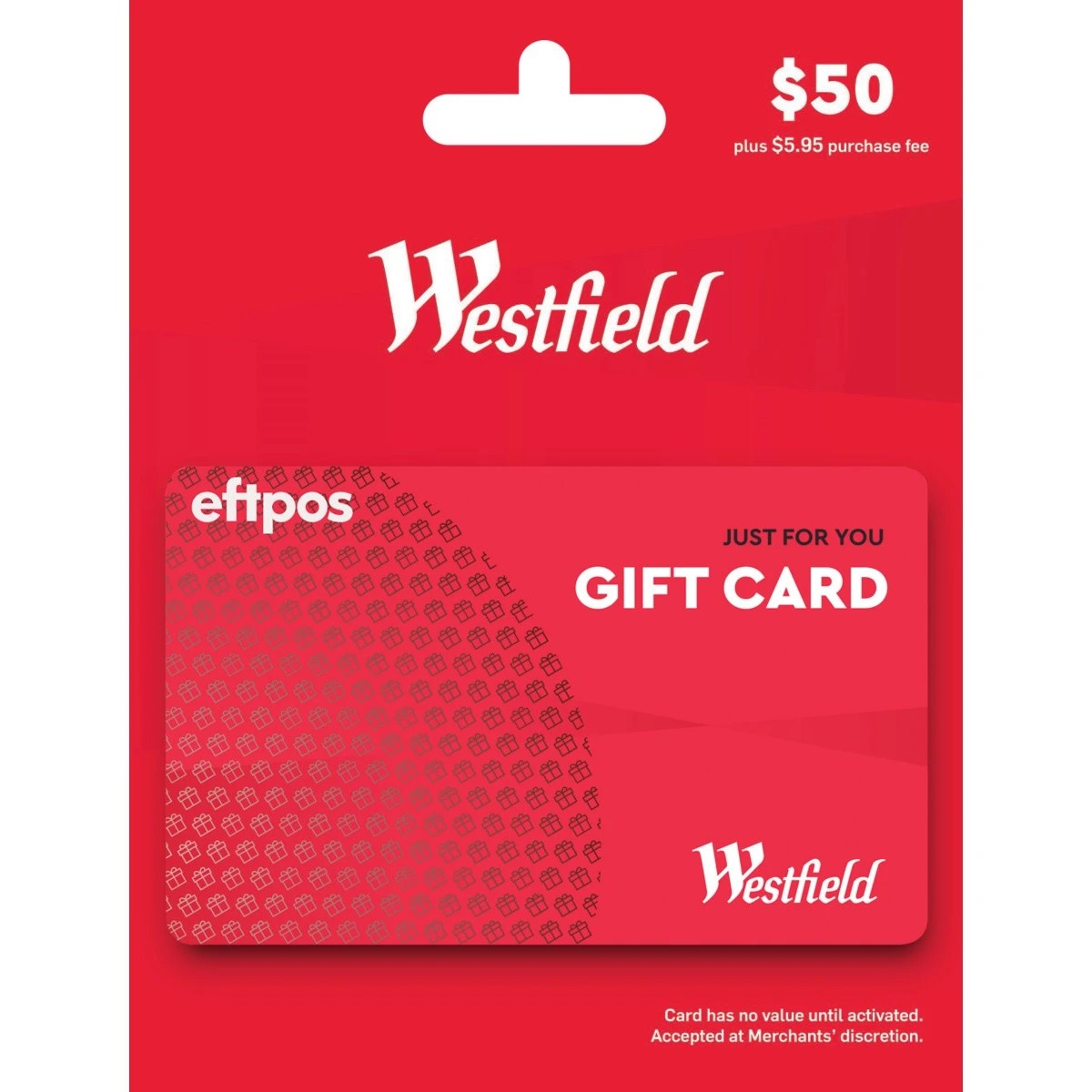 1 Westfield eftpos Just For You $50 Gift Card