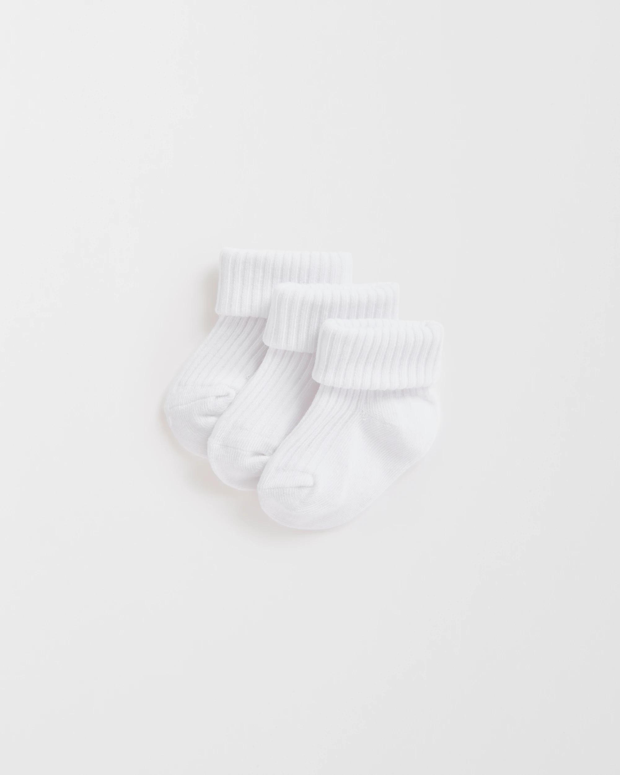 1 Target Baby Unisex 3 Pack Turnover Socks WHITE, 1 of 3