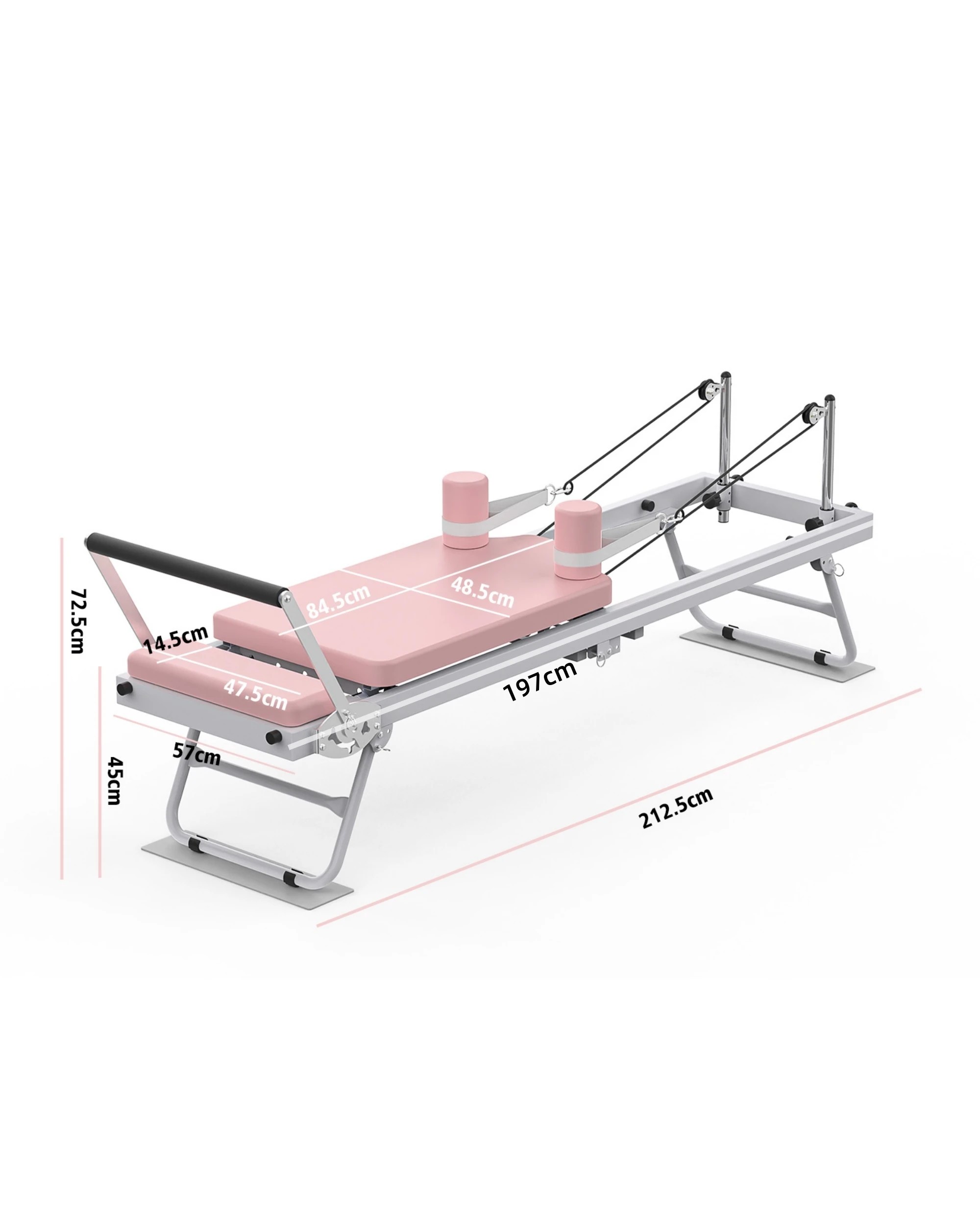 7 Advwin Foldable Pilates Reformer Machine Exercise Equipment with Wheels Pink, 7 of 7