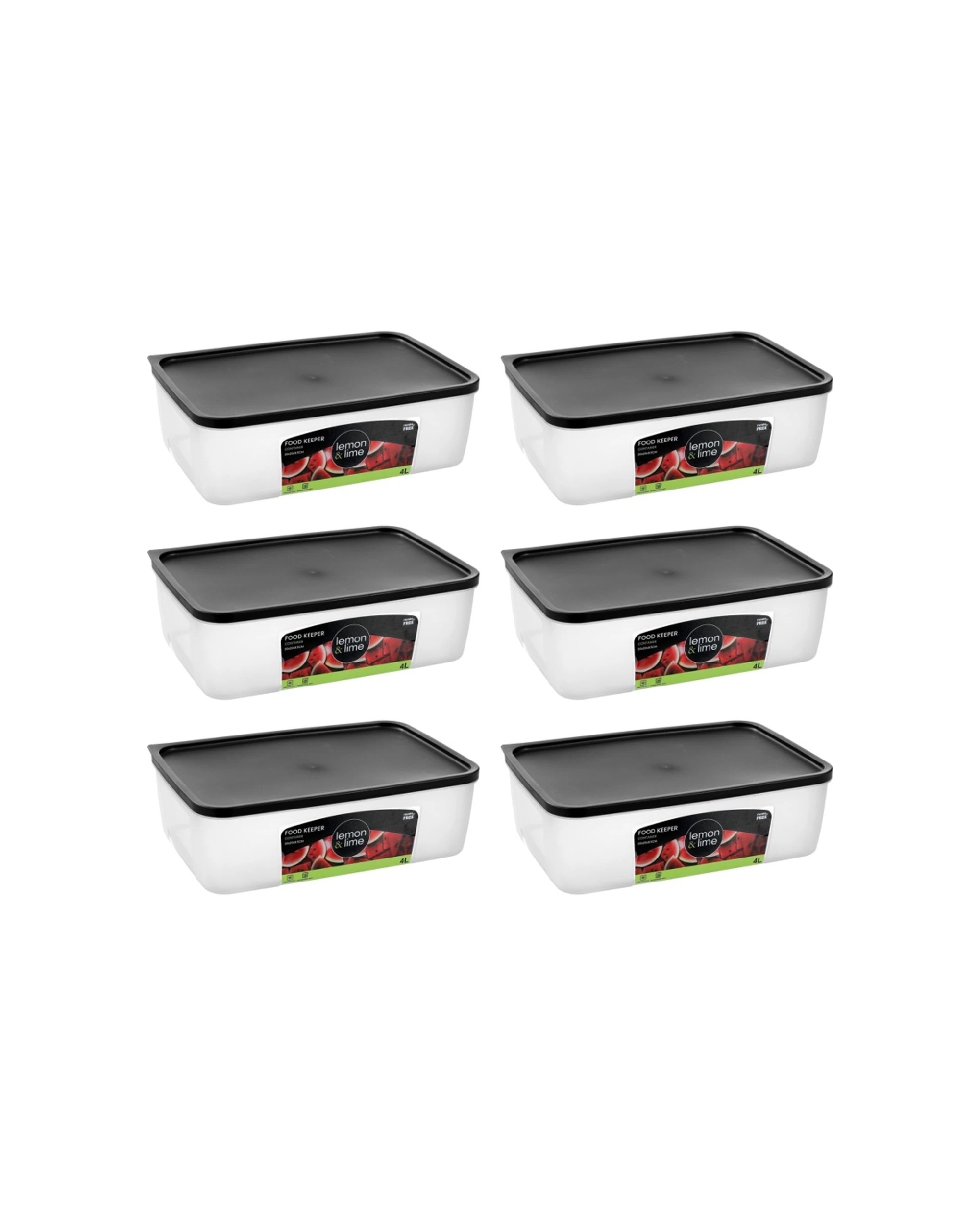 1 6PK Lemon & Lime Food Keeper Rectangle Reusable Container 4L - Clear, 1 of 7