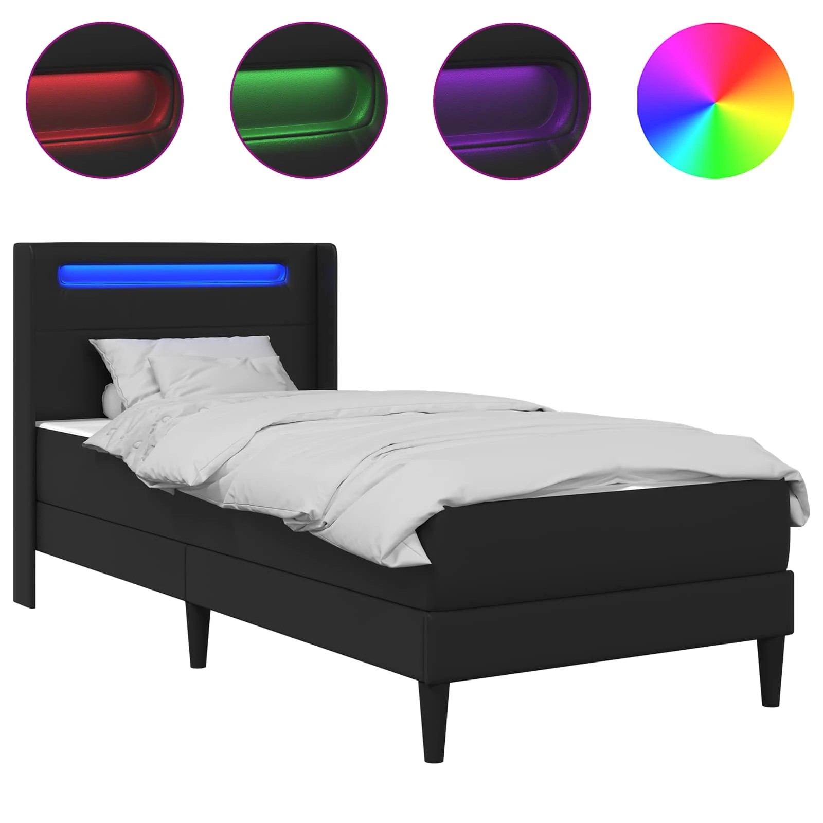 1 Vidaxl Bed Frame With Mattress Black Bed Frame - Black - Single Bed - Black, 1 of 10