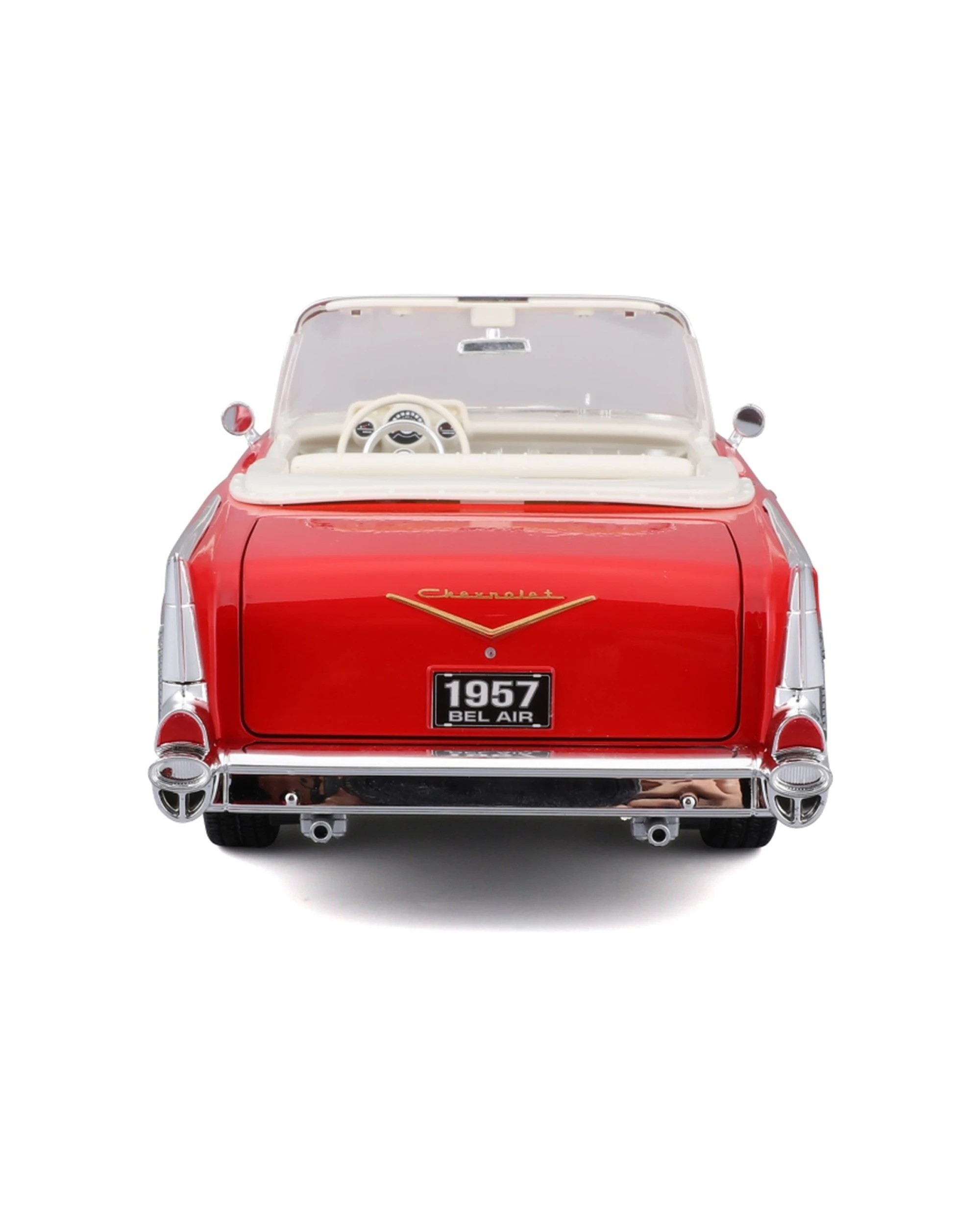 3 Maisto 1957 Chevrolet Bel Air Convertible Diecast Model Car Replica - Red, 3 of 7