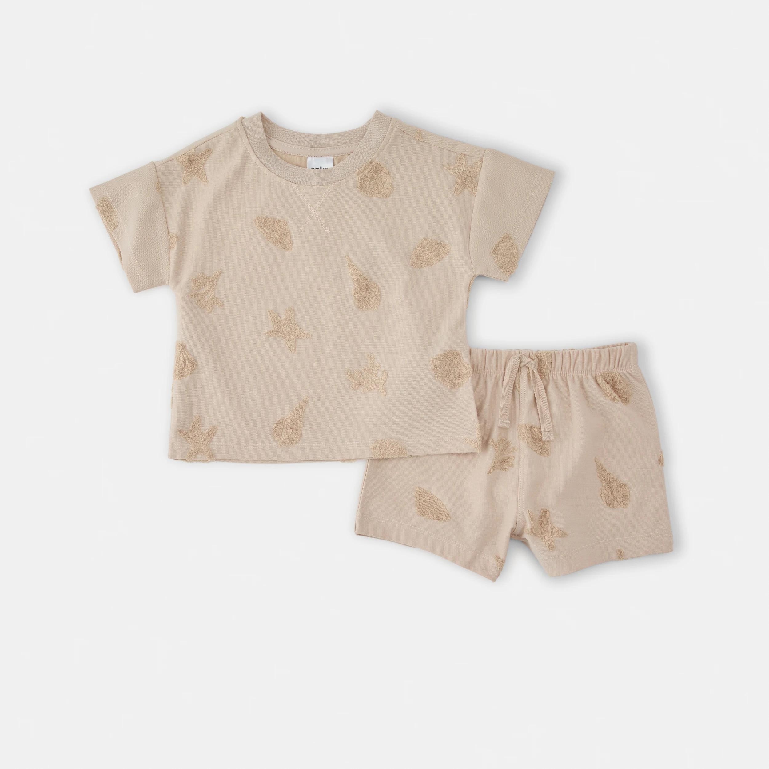 1 Short Sleeve Textured Set BEIGE SHELLS, 1 of 6