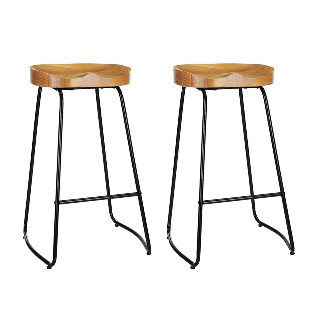 1 Artiss 2x Bar Stools Tractor Seat 75cm Wooden - Brown, 1 of 8