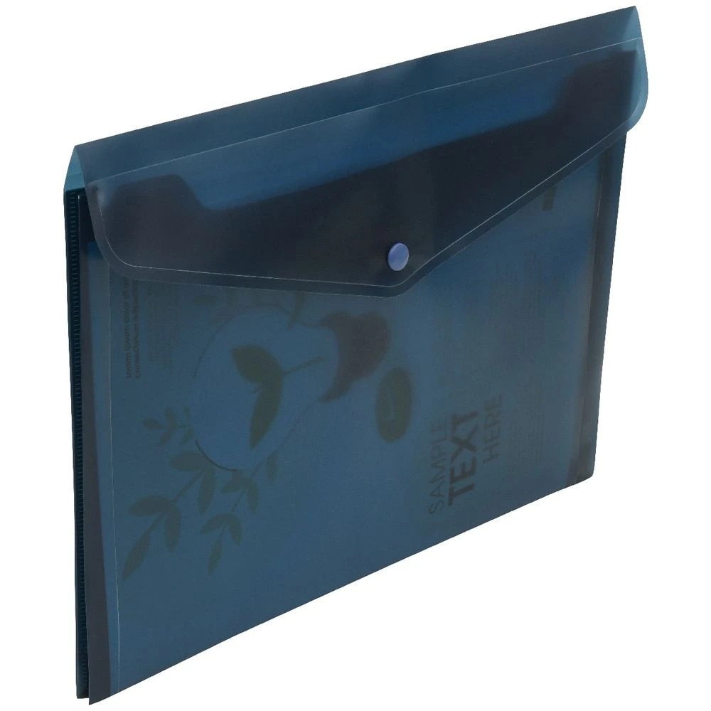 5 J.Burrows A4 Button Document Wallet Navy, 5 of 5