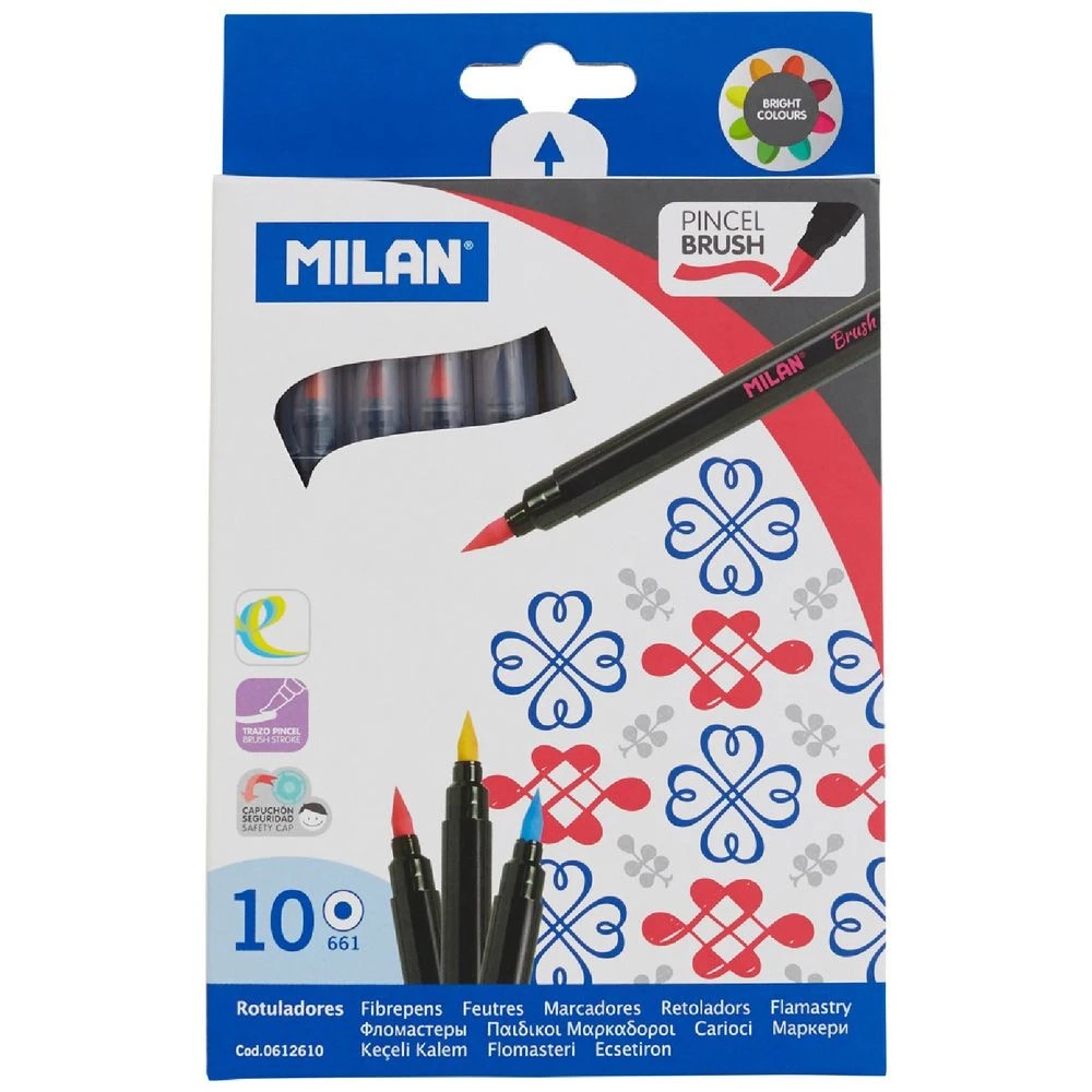 1 Milan Water Based Brush Stroke Fibre Pens 10 Pack, 1 of 1