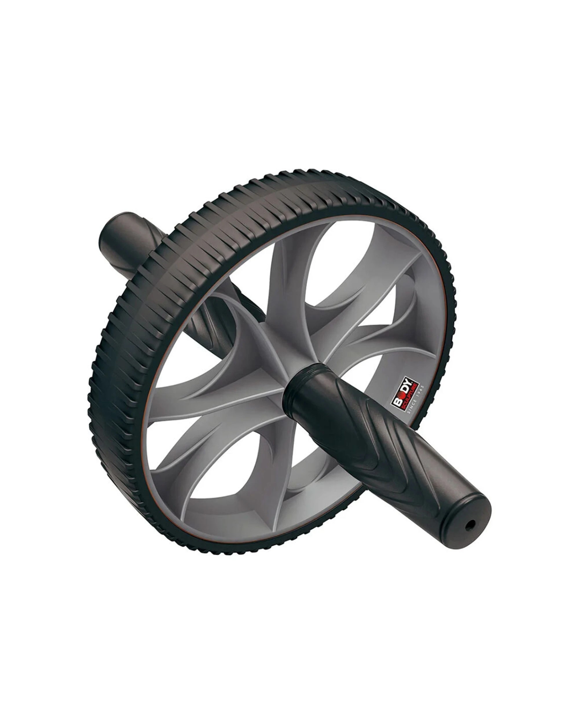 2 Body Sculpture Exercise Wheel Core Trainer With Steel Rod And PVC Grips - Grey, 2 of 3