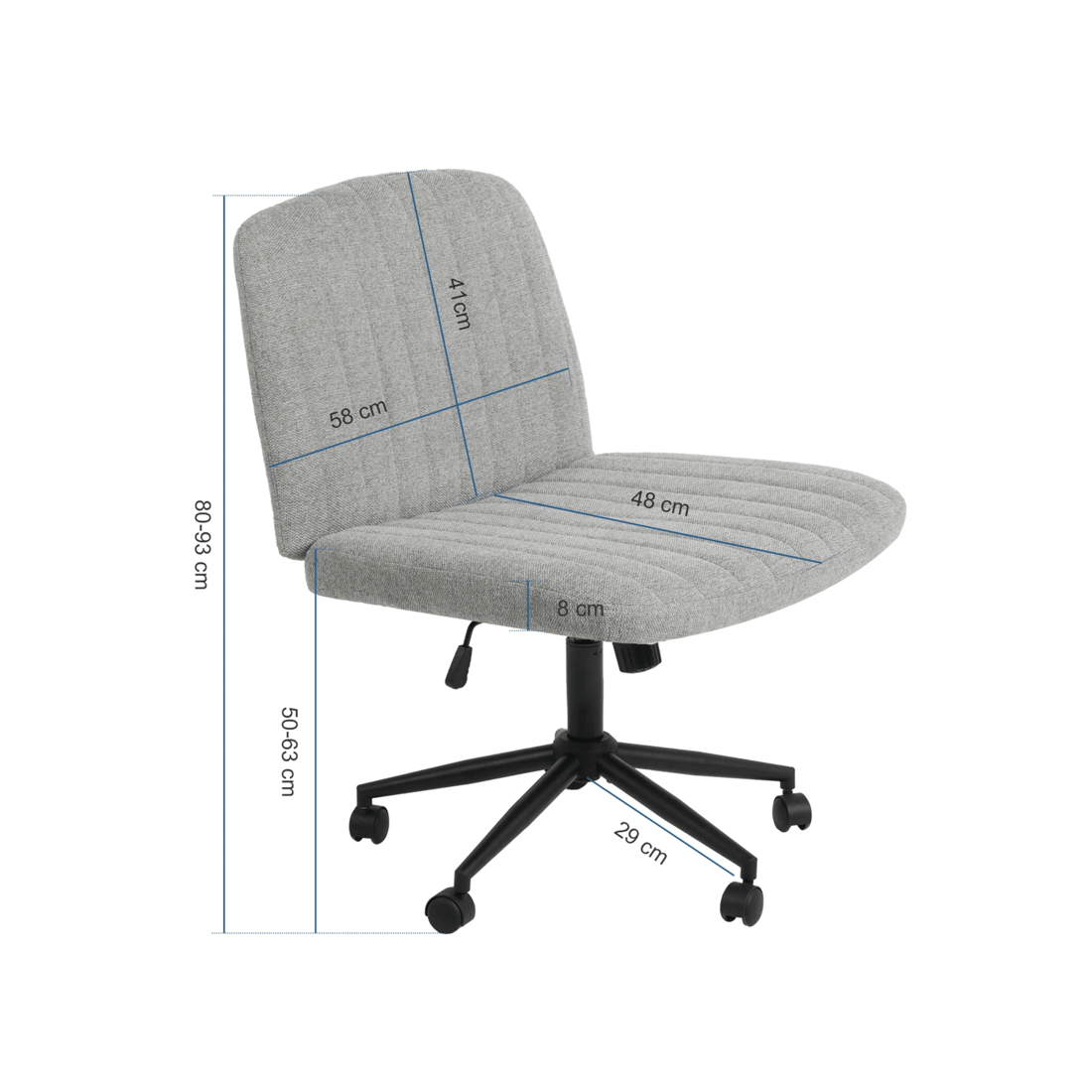 2 Advwin Armless Office Chair Swivel Vanity Chair Grey, 2 of 9
