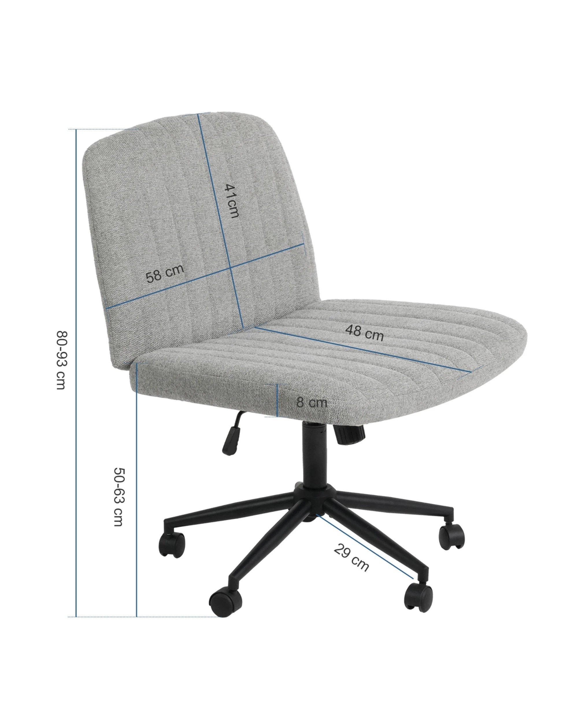 2 Advwin Armless Office Chair Swivel Vanity Chair Grey, 2 of 9