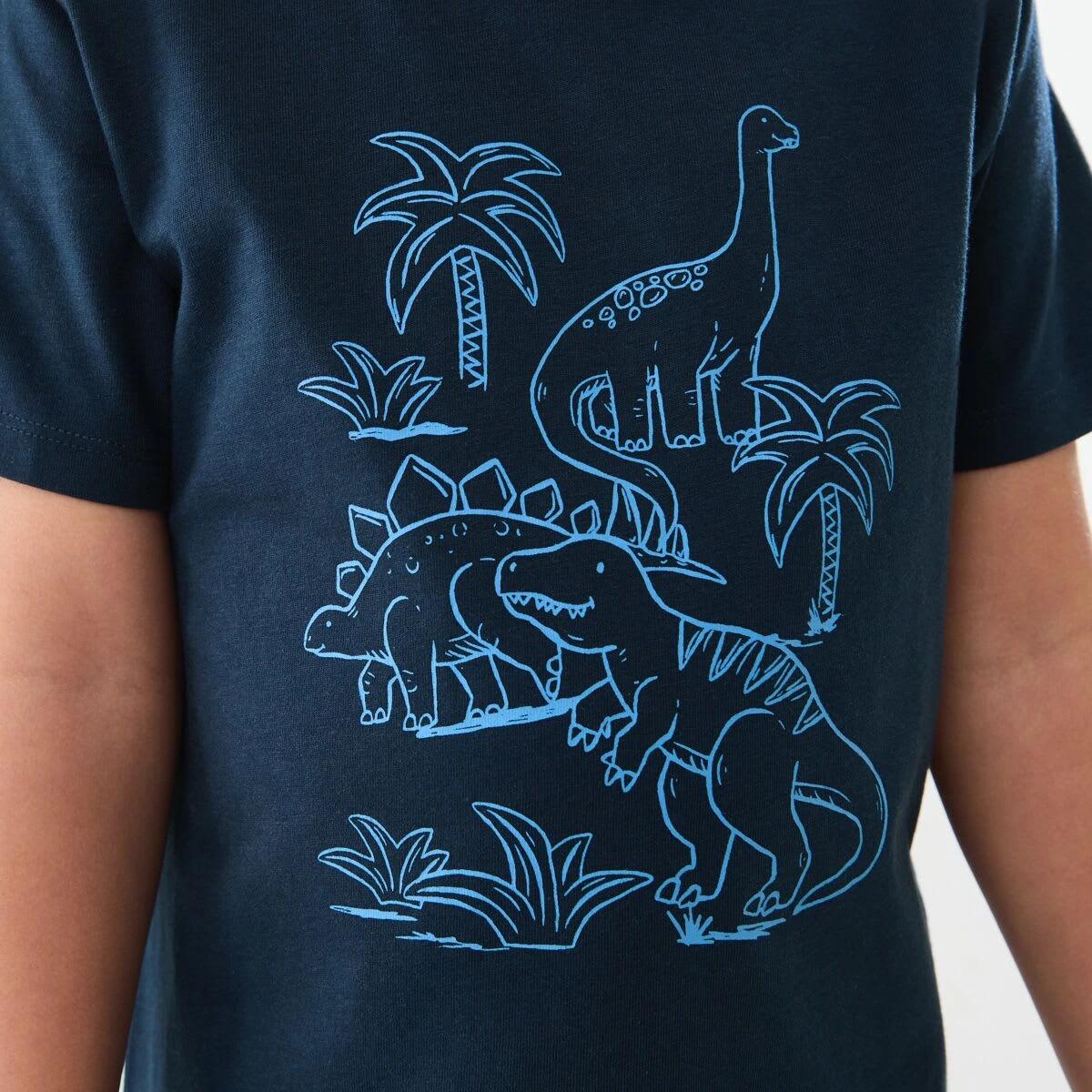 4 Short Sleeve Knit Pyjama Set NAVY DINOS, 4 of 6