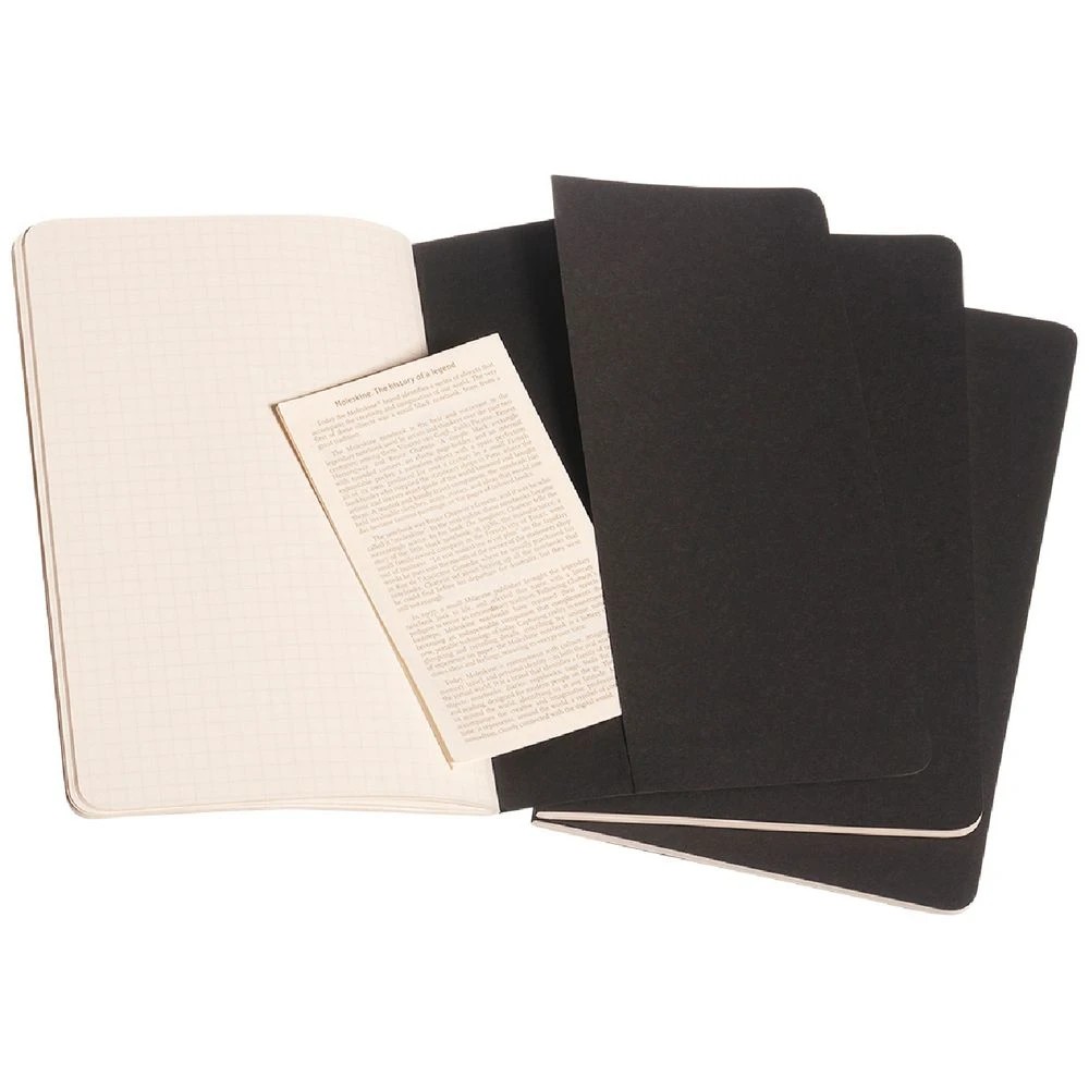4 Moleskine Cahier Large Notebook Grid 3 Pack Black, 4 of 5