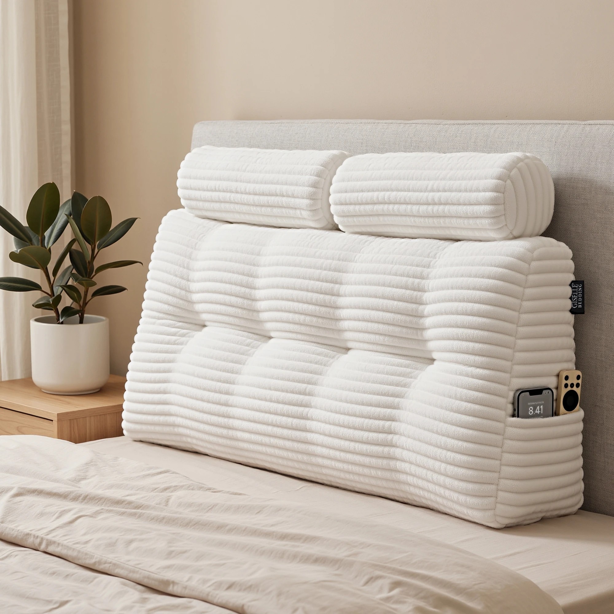 9 Giselle Bedding Sofa Reading Wedge Pillow Headboard Shredded Foam Support - Double Bed - White, 9 of 9