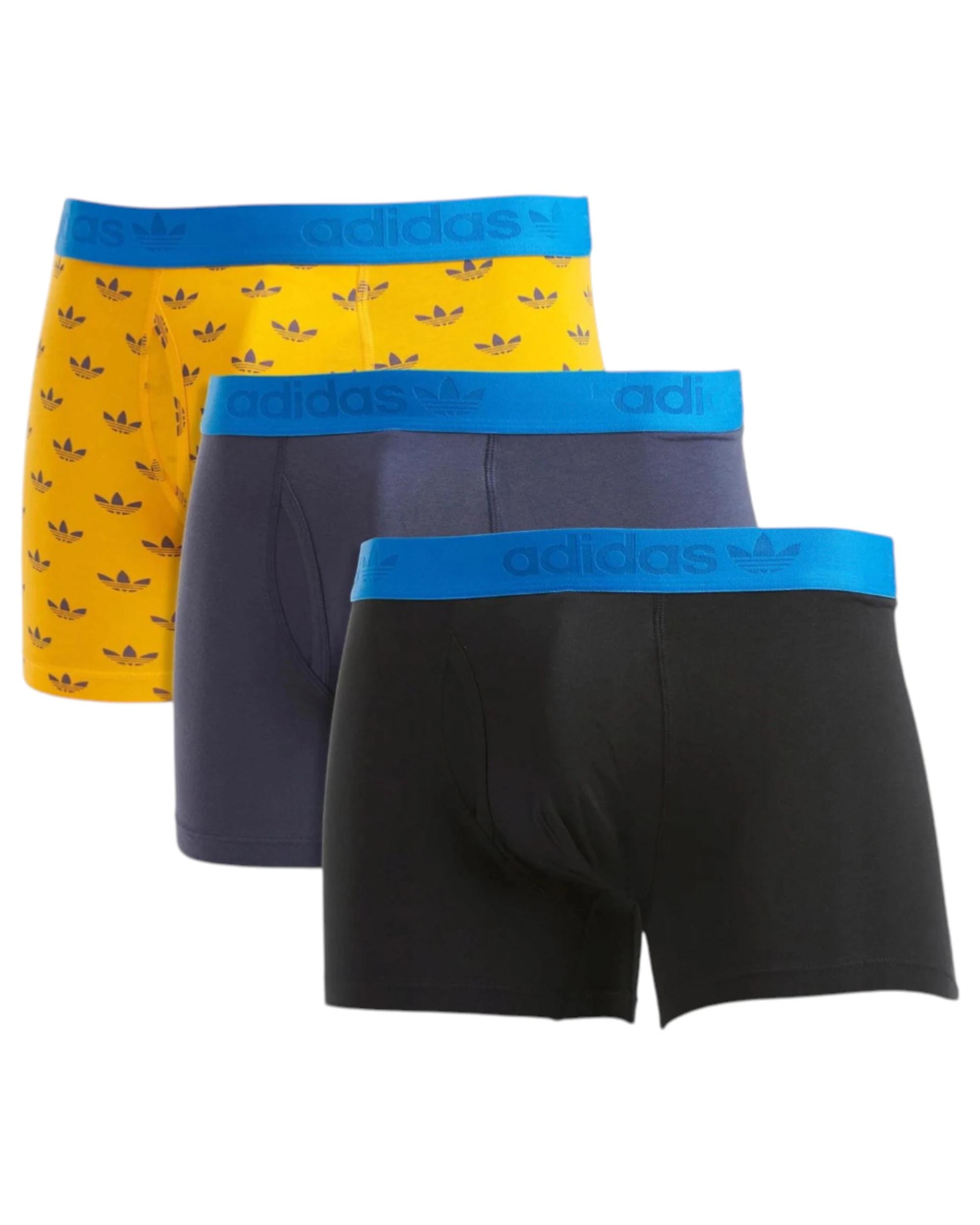 1 Adidas 3 Pack Mens Multi Coloured Trunks Cotton Comfort Flex Everyday Underwear YELLOW MULTI, 1 of 7