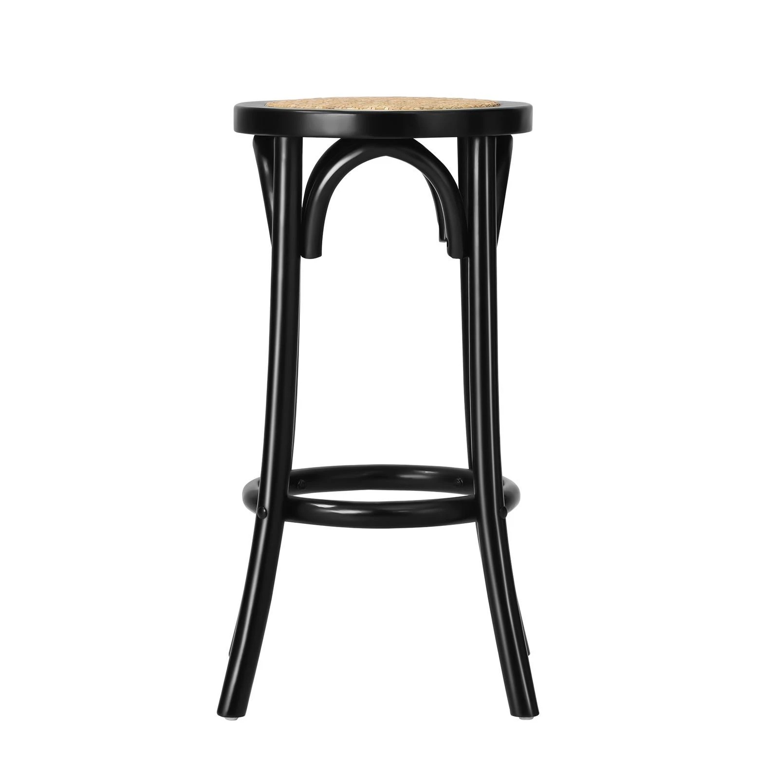 7 Oikiture Set Of 4 Bar Stools Kitchen Vintage Dining Chair Rattan Seat
 - Black, 7 of 10
