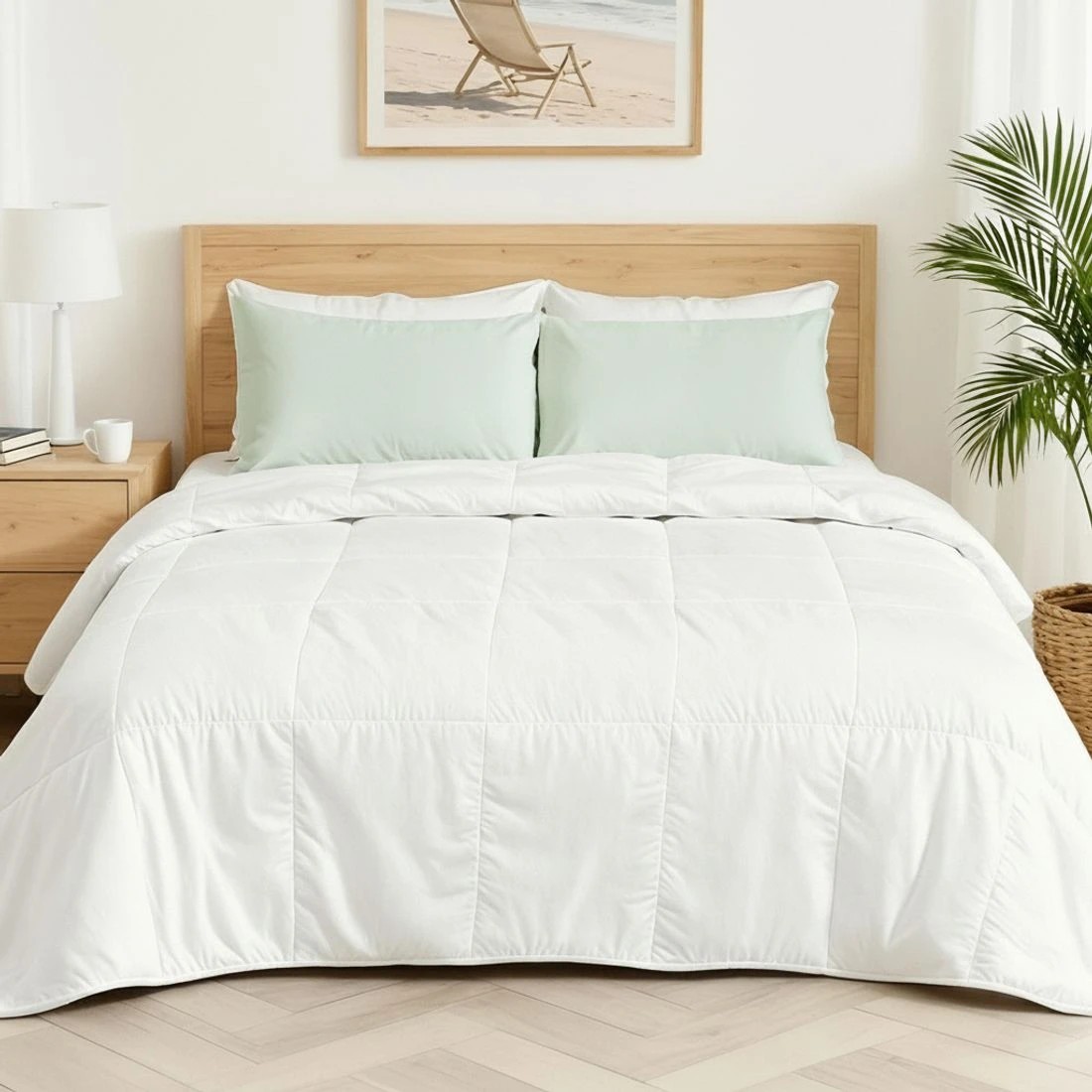 9 Giselle Bedding 200GSM Bamboo Quilt Summer Quilts All Season Doona Duvet Lightweight Double - Double Bed - White, 9 of 9