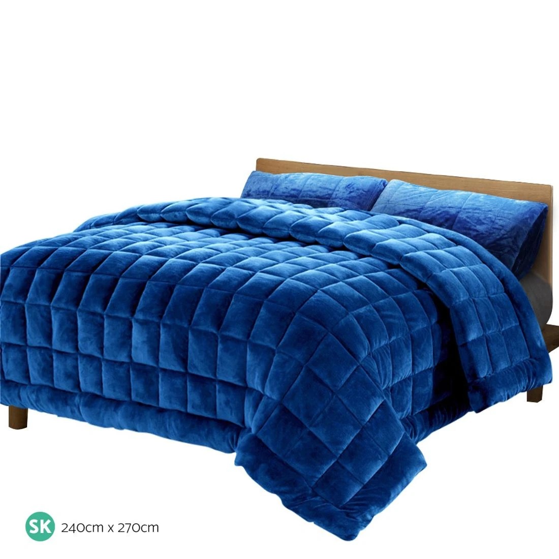 3 Giselle Bedding Faux Mink Quilt  Super King - Super King Bed - Blue, 3 of 8