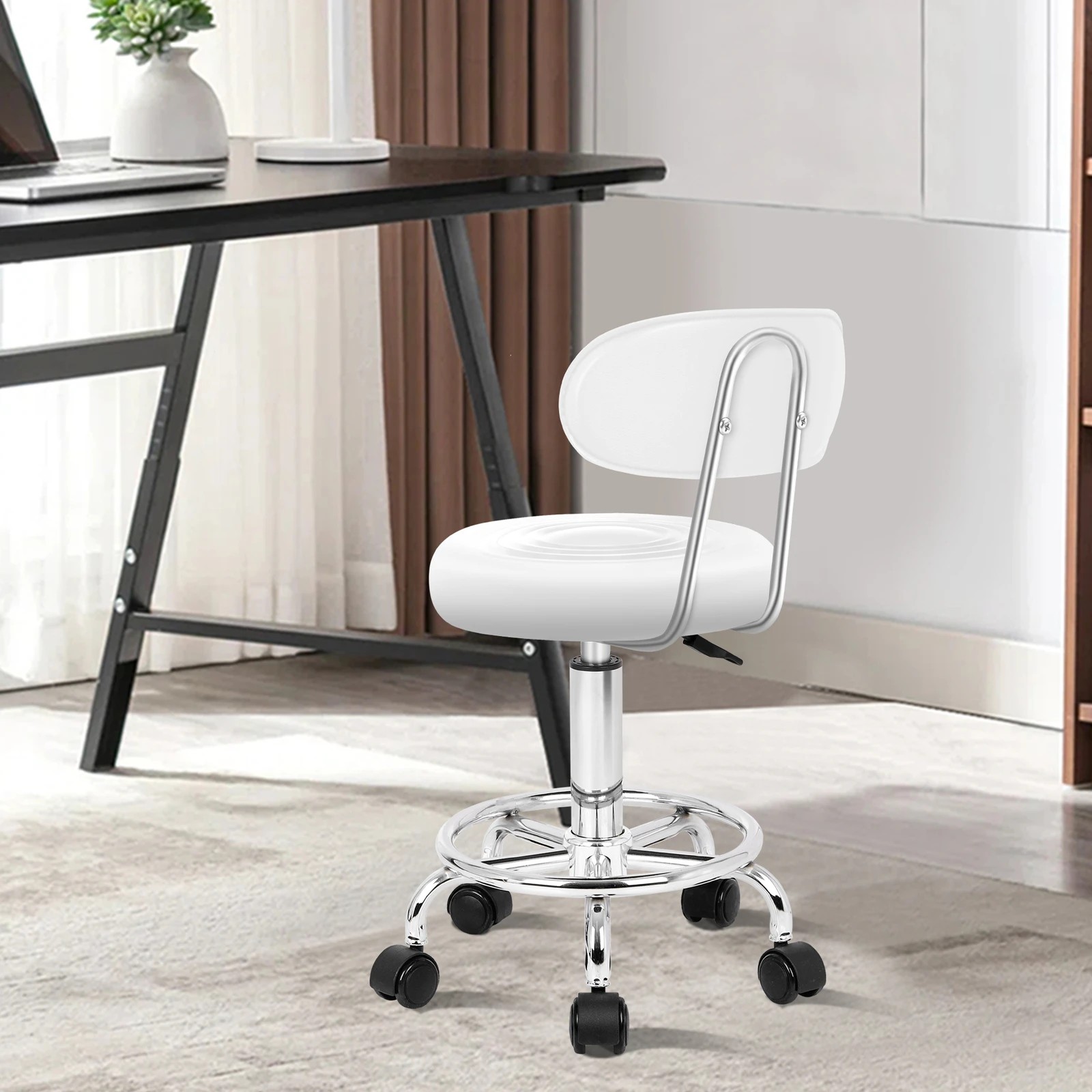 7 Alfordson 2x Salon Stool Backrest Swivel Barber Hair Dress Chair Declan - White, 7 of 10