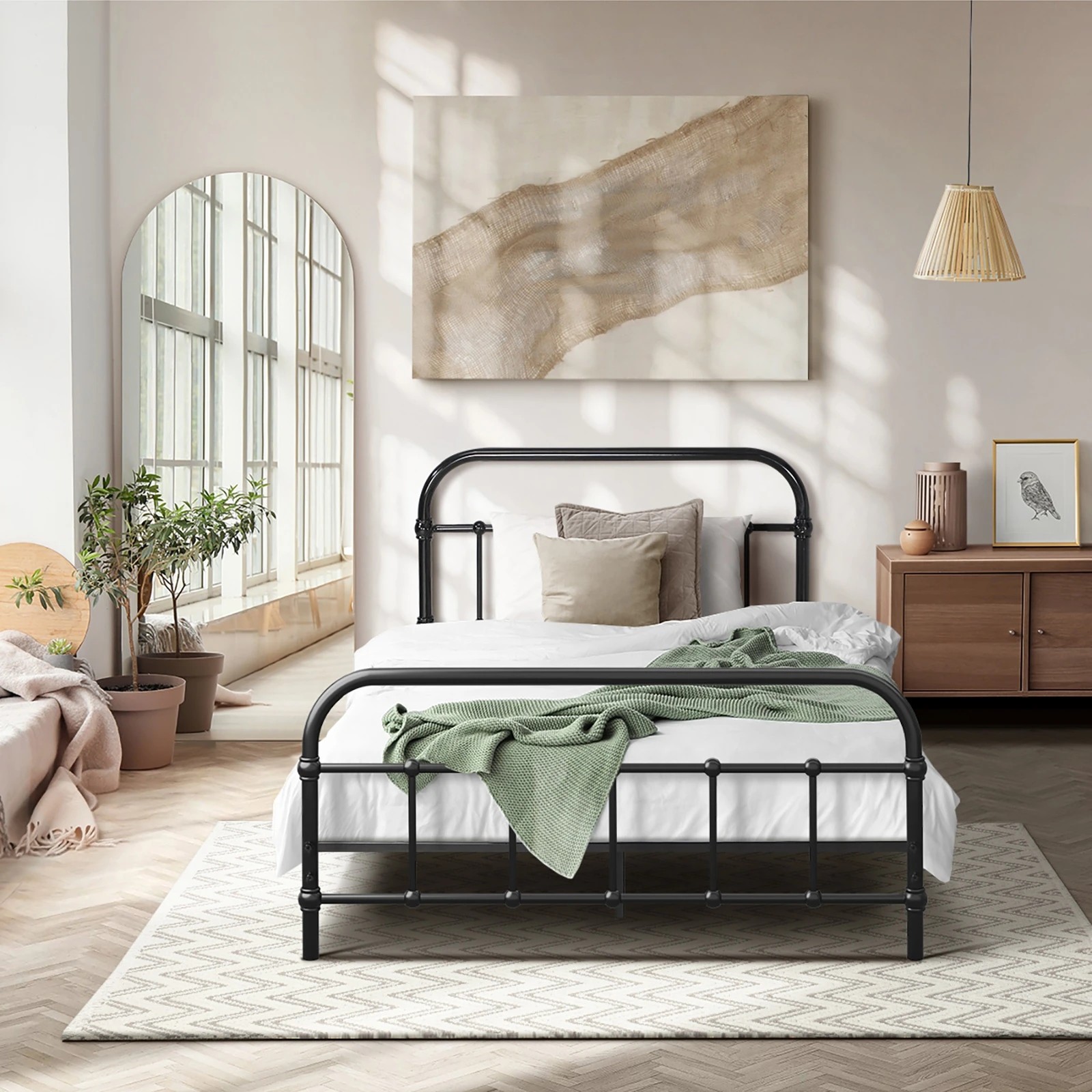 3 Oikiture Metal Bed Frame King Single Size Bed Base Platform
 - Black, 3 of 9