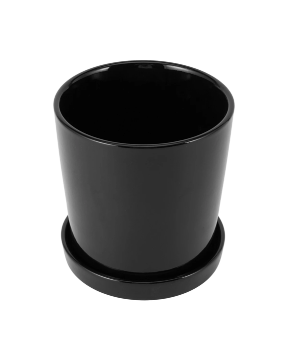 Pot with Saucer - Black