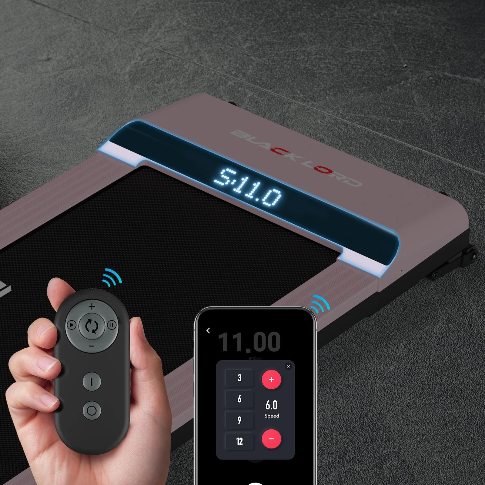 8 Black Lord Treadmill Electric Walking Pad Steel Frame Under Desk Gym 410mm - Pink, 8 of 10