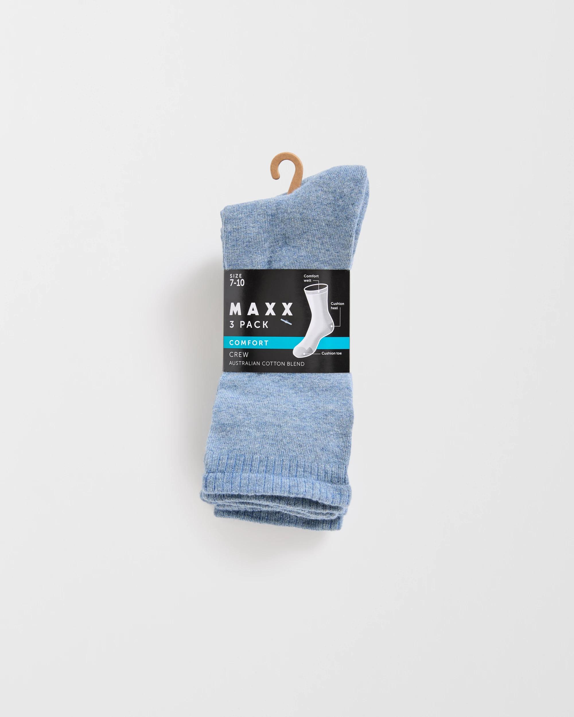 3 Maxx Australian Cotton Blend 3 Pack Comfort Crew Socks BLUE MARLE, 3 of 3